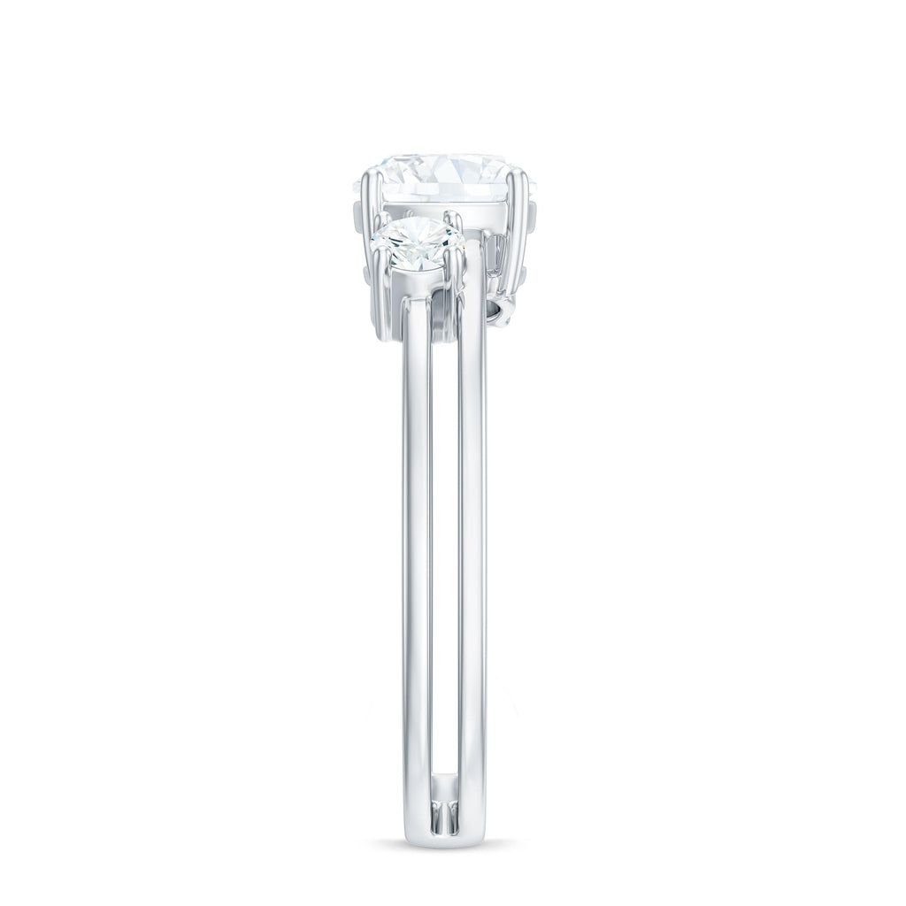 Certified Moissanite Solitaire Double Band Engagement Ring
