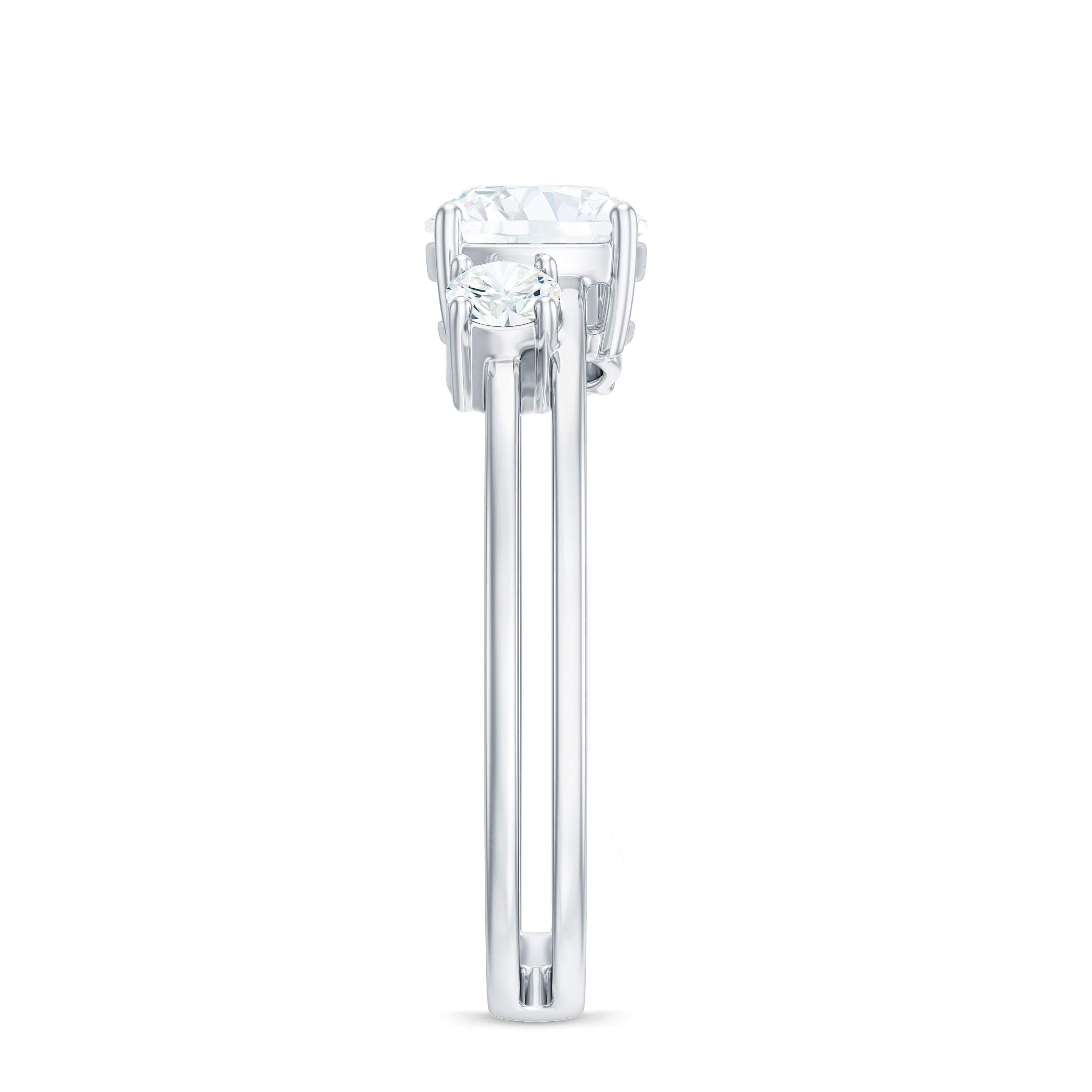 Certified Moissanite Solitaire Double Band Engagement Ring