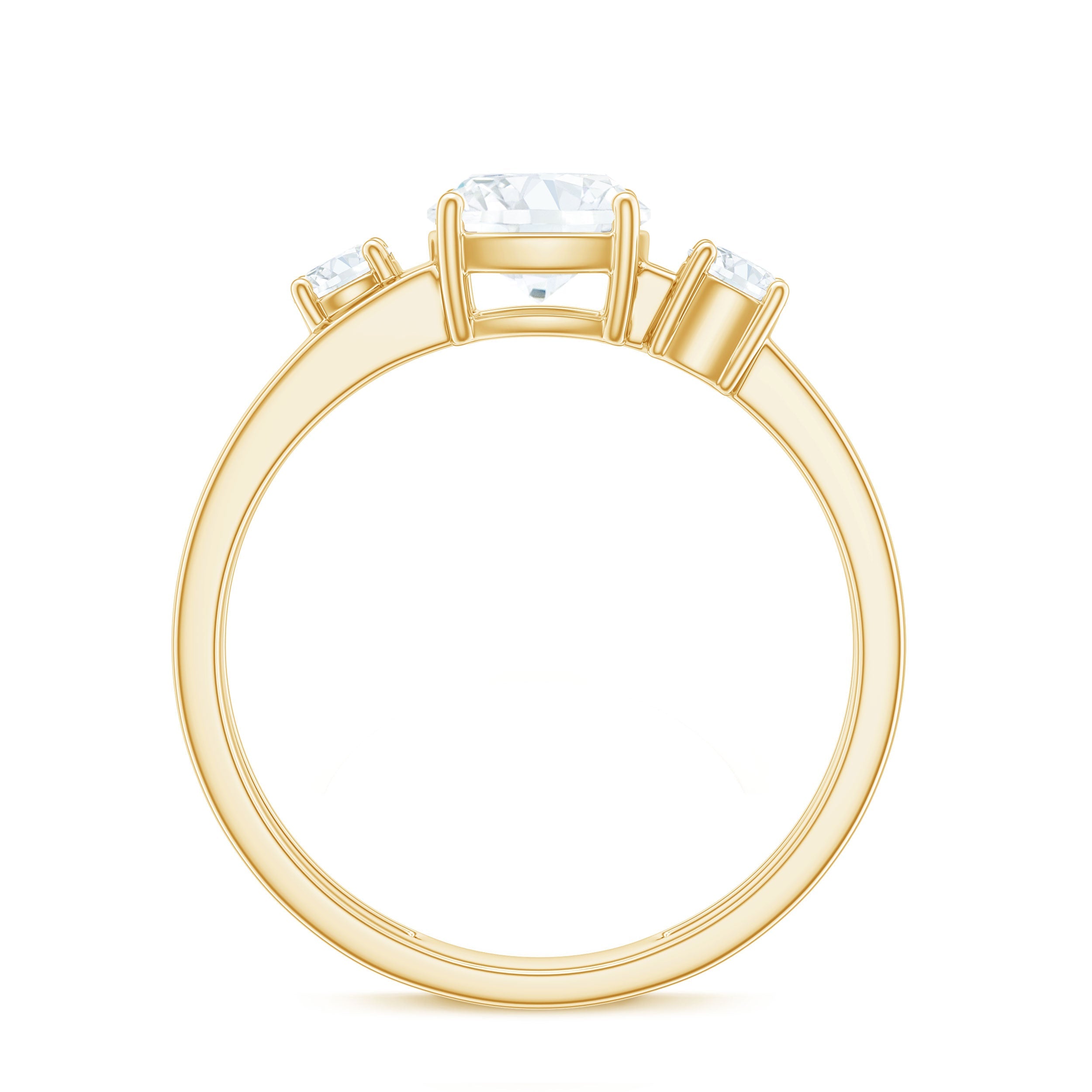Certified Moissanite Solitaire Double Band Engagement Ring