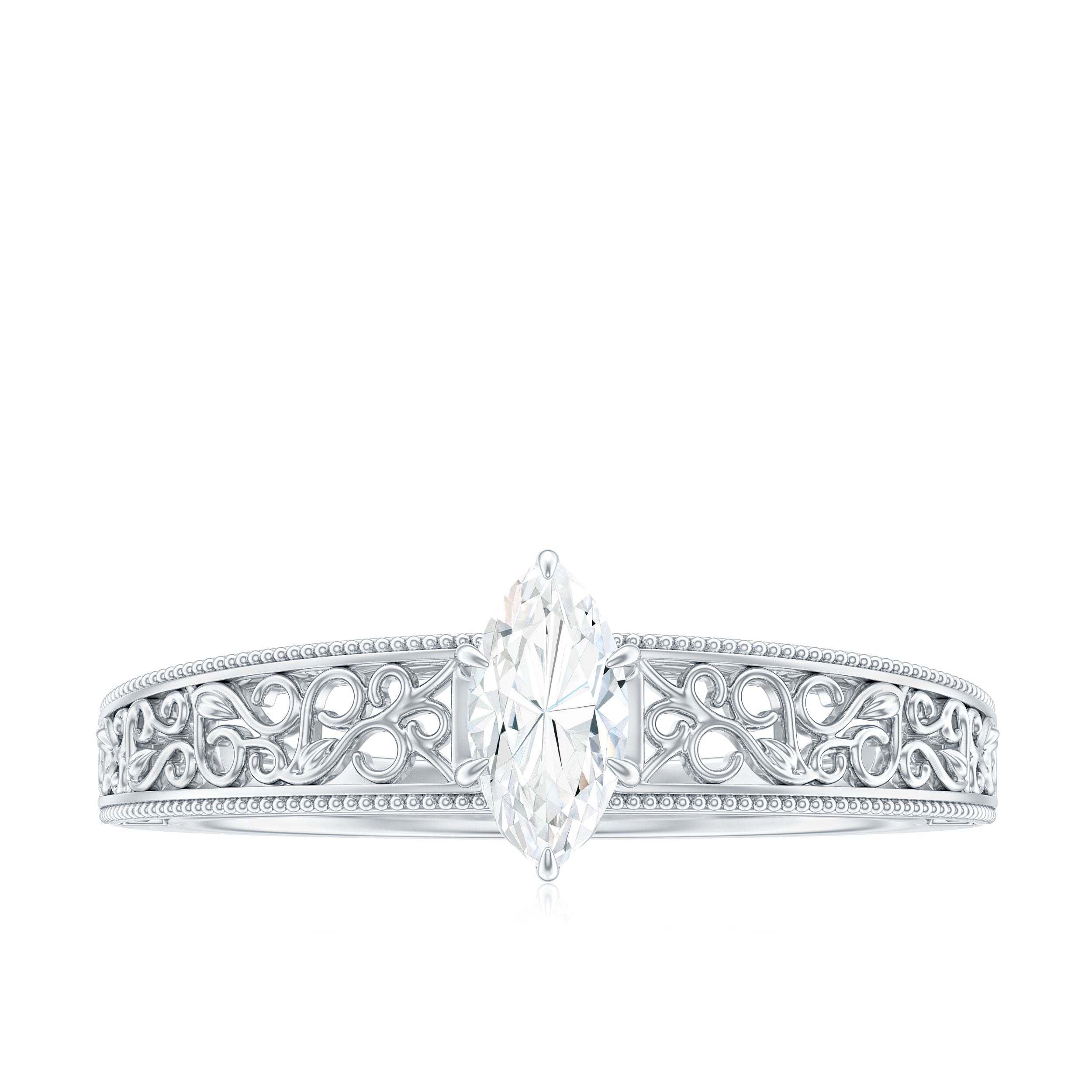 0.7 Carat Marquise Cut Certified Moissanite Solitaire Engagement Ring