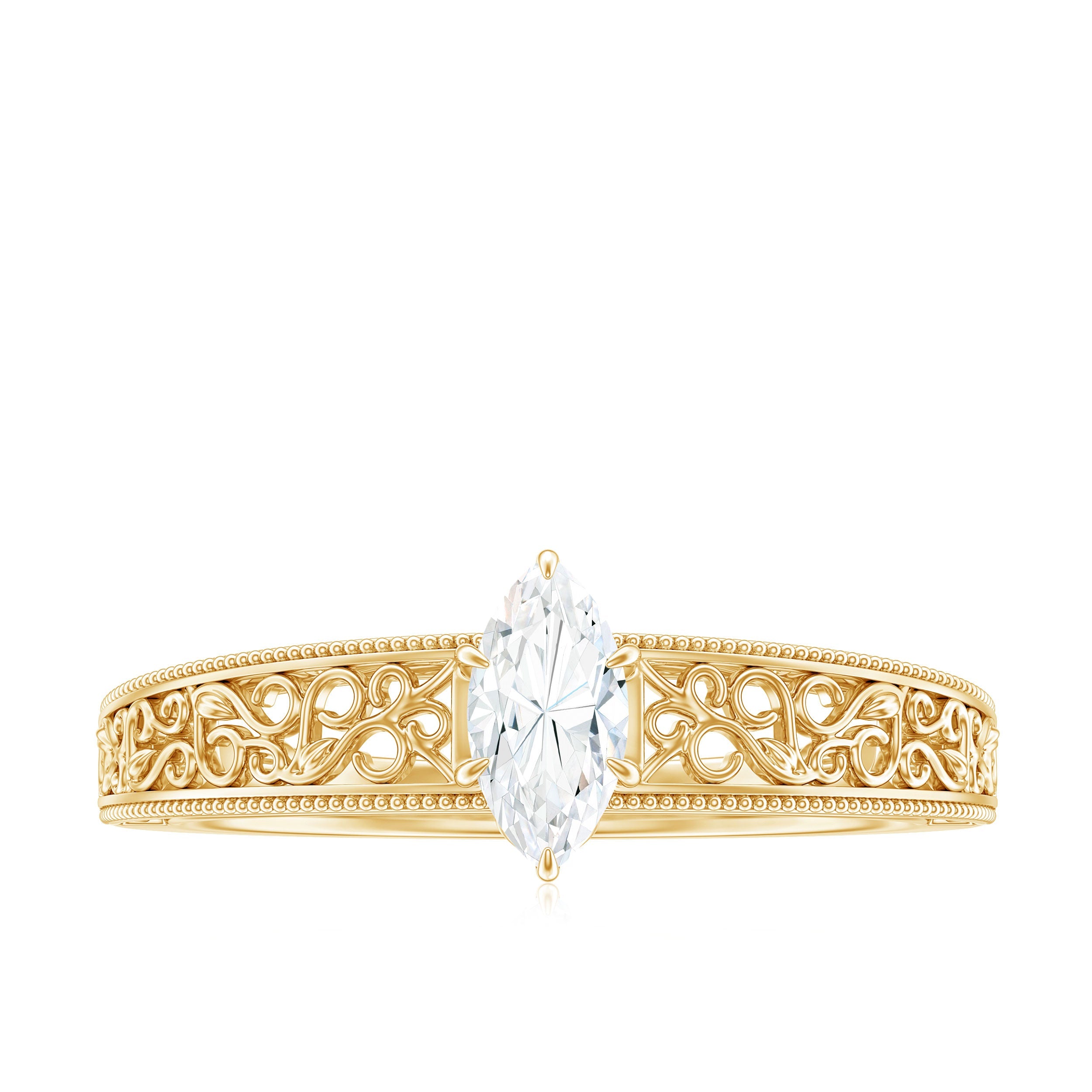 0.7 Carat Marquise Cut Certified Moissanite Solitaire Engagement Ring