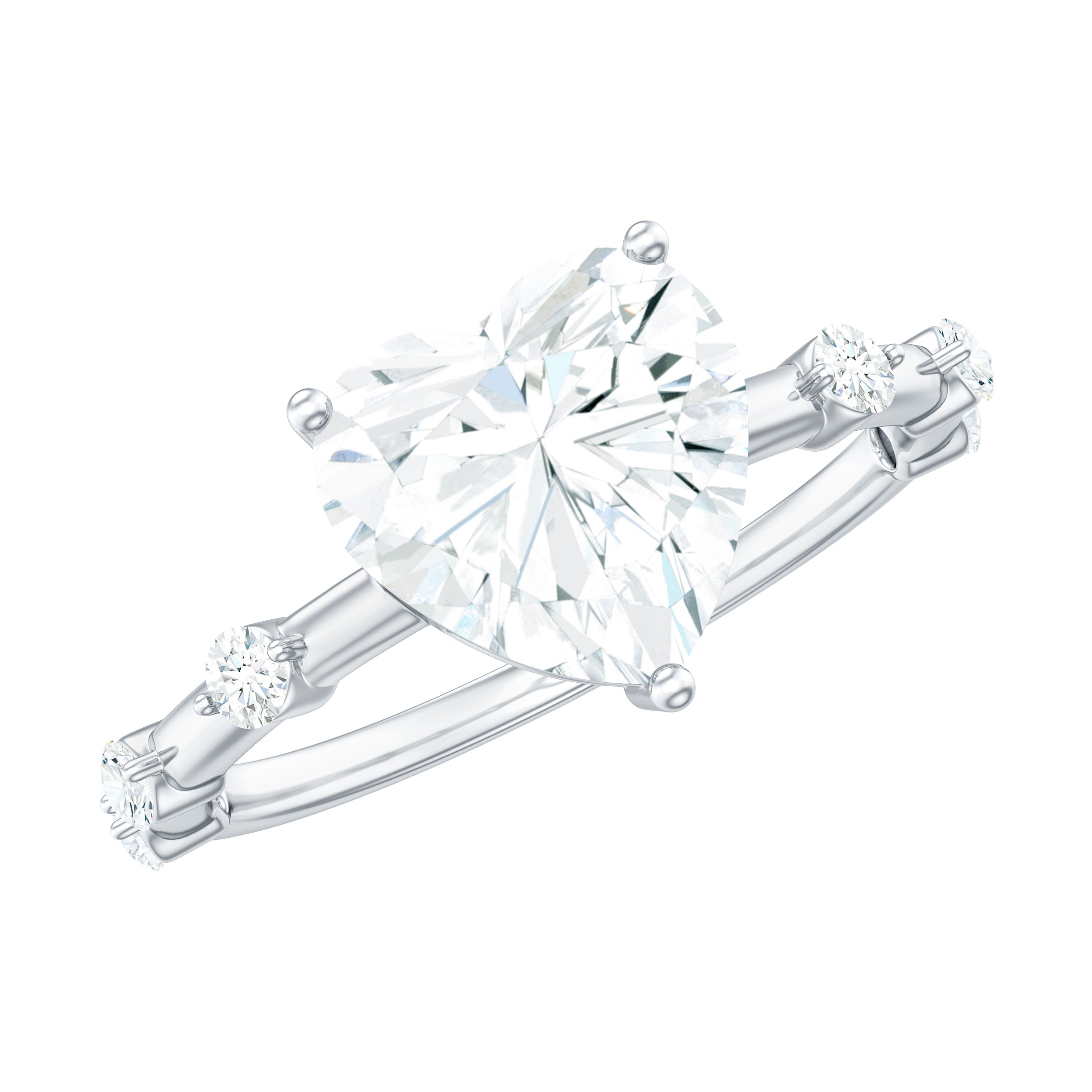 2 Carat Heart Shaped Moissanite Engagement Ring for Women