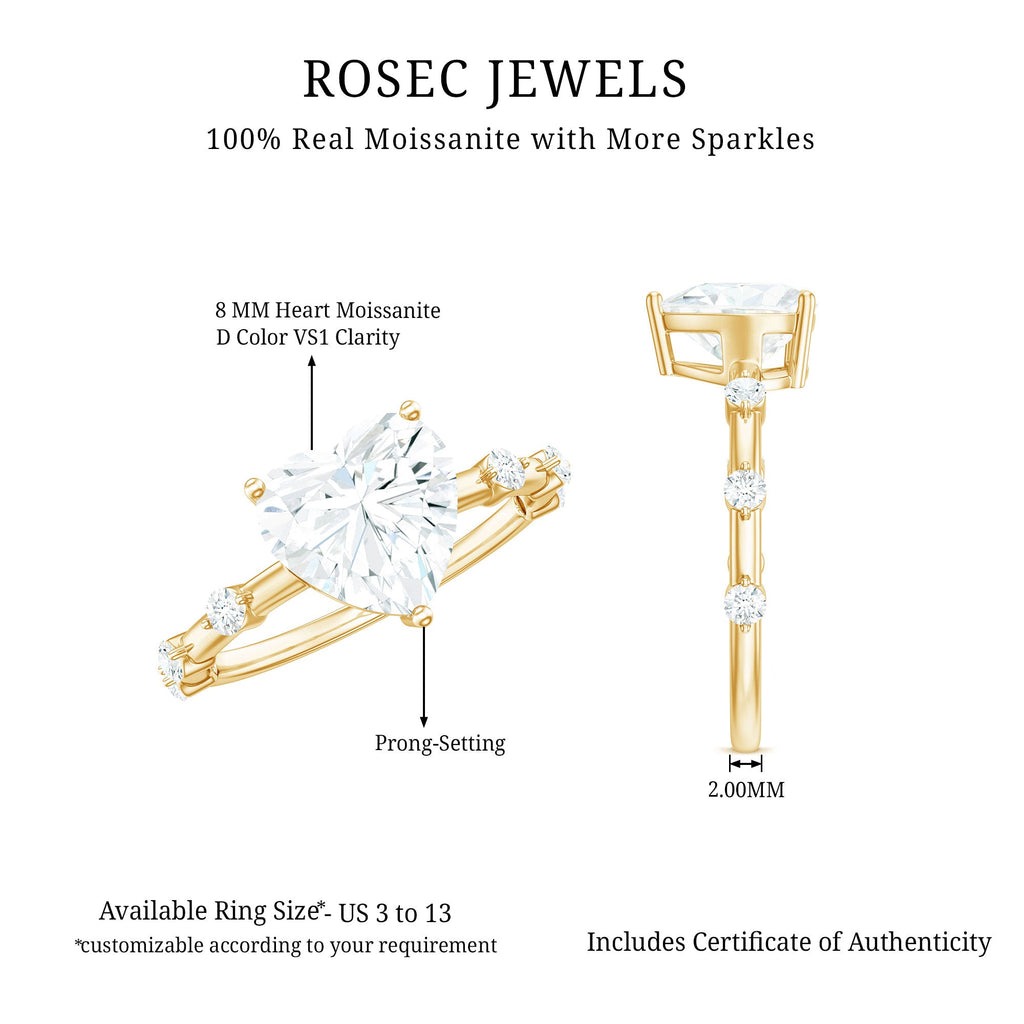 2 Carat Heart Shaped Moissanite Engagement Ring for Women