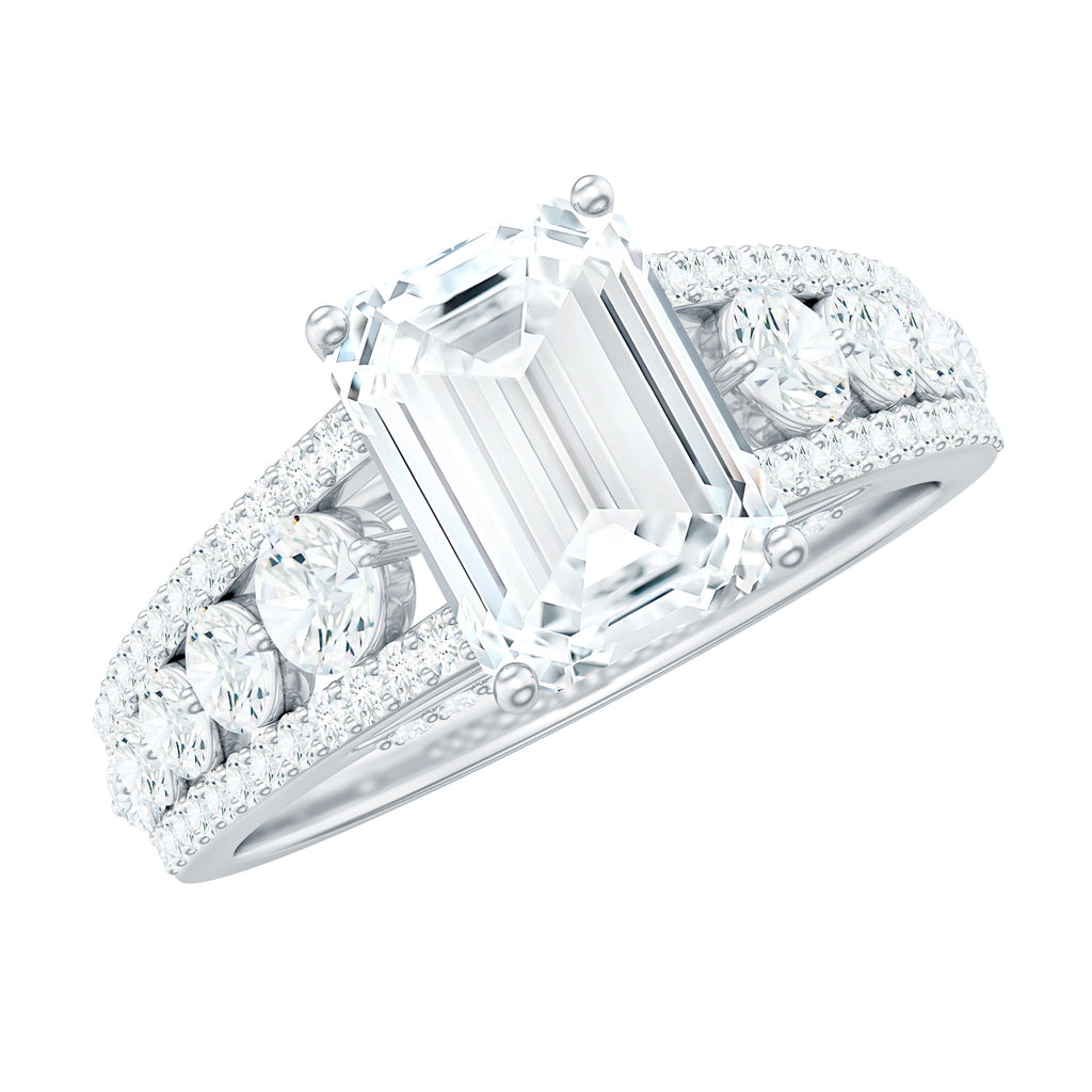 Certified Emerald Cut Moissanite Solitaire Engagement Ring for Women