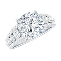 3 Carat Cushion Cut Moissanite Engagement Ring with Side Stones