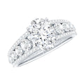 Certified Moissanite Oval Engagement Ring with Side Stones