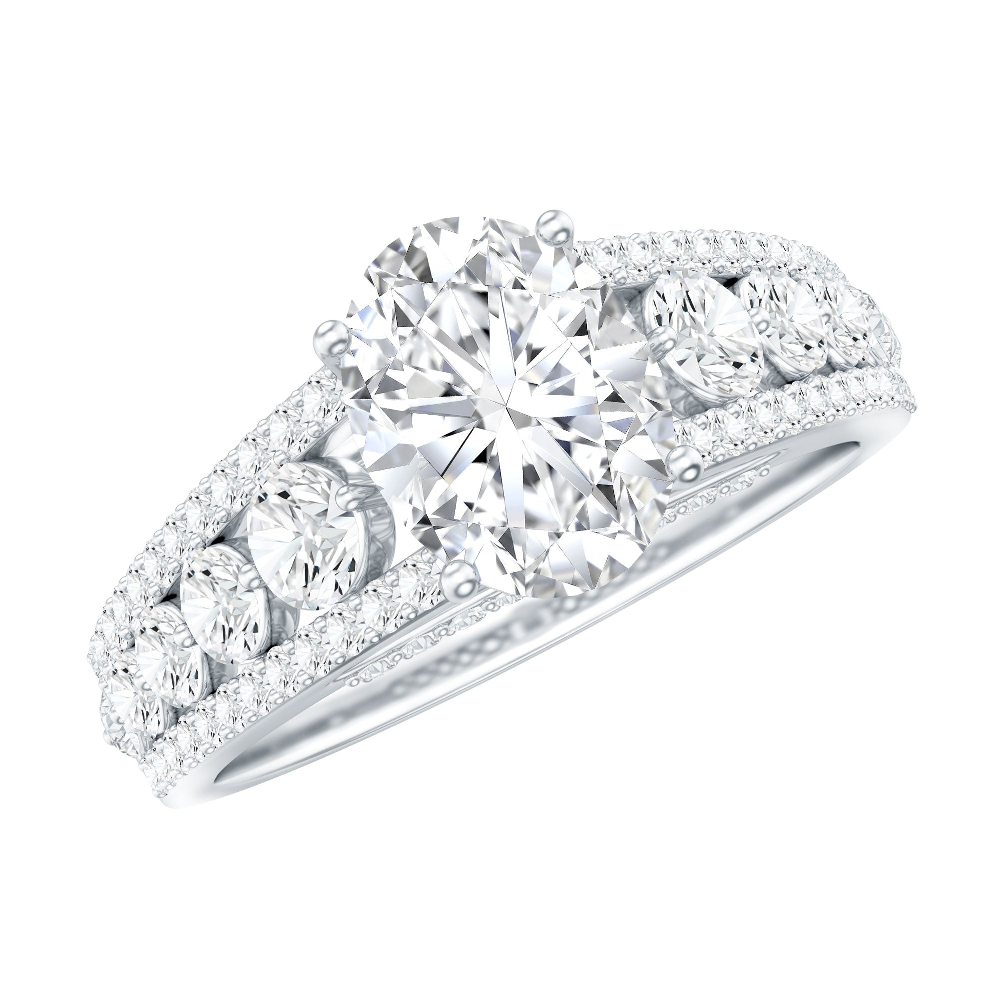 Certified Moissanite Oval Engagement Ring with Side Stones