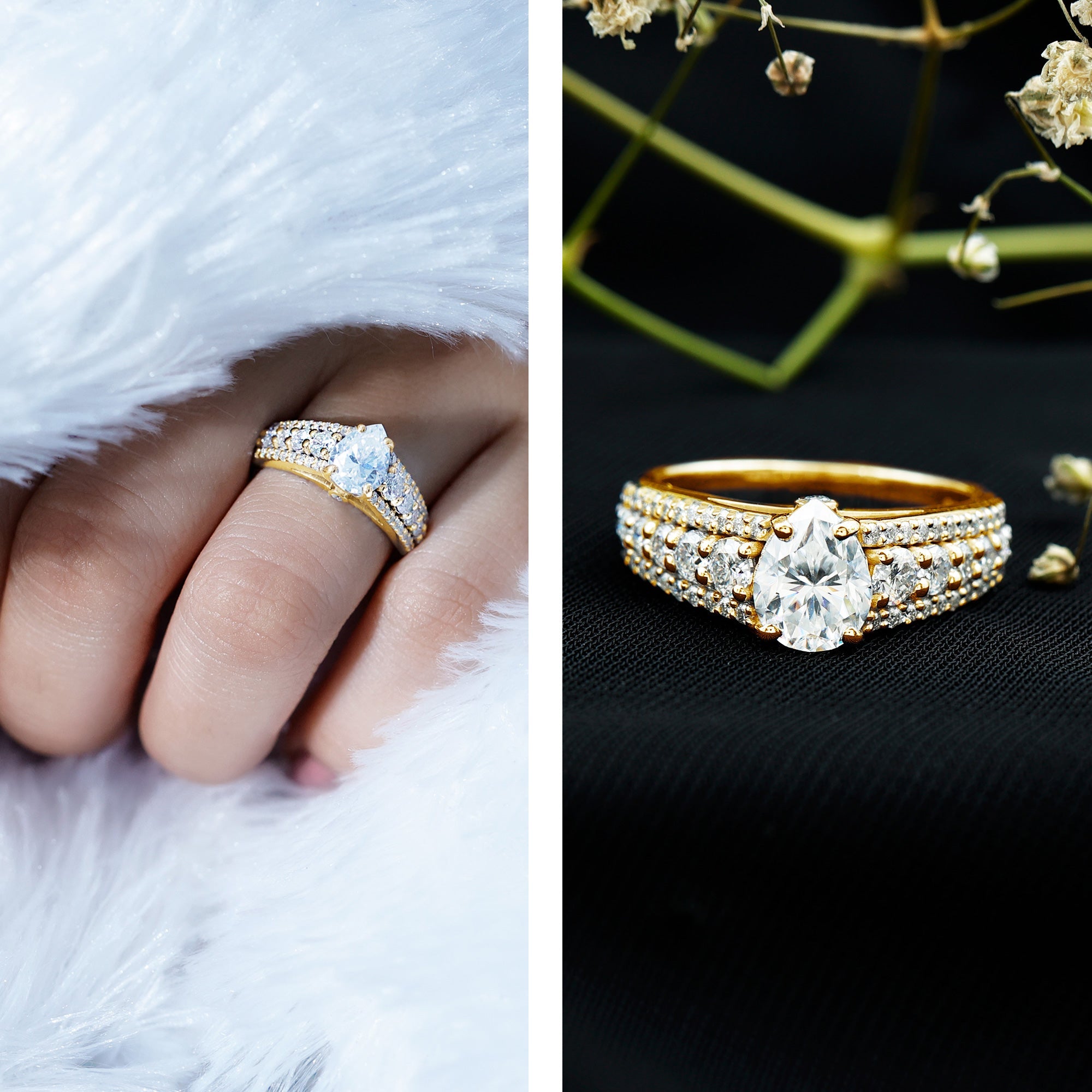 1.3 Carat Pear Shape Moissanite Vintage Inspired Engagement Ring