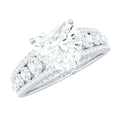 2 Carat Heart Moissanite Solitaire Statement Ring With Side Stones