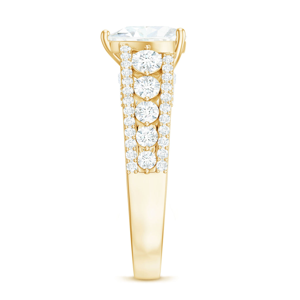2 Carat Heart Moissanite Solitaire Statement Ring With Side Stones