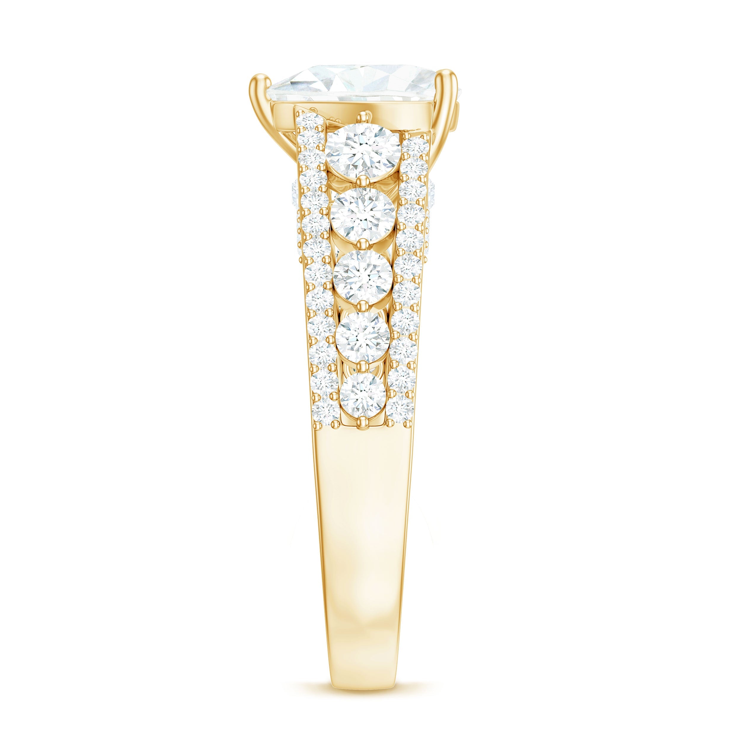 2 Carat Heart Moissanite Solitaire Statement Ring With Side Stones