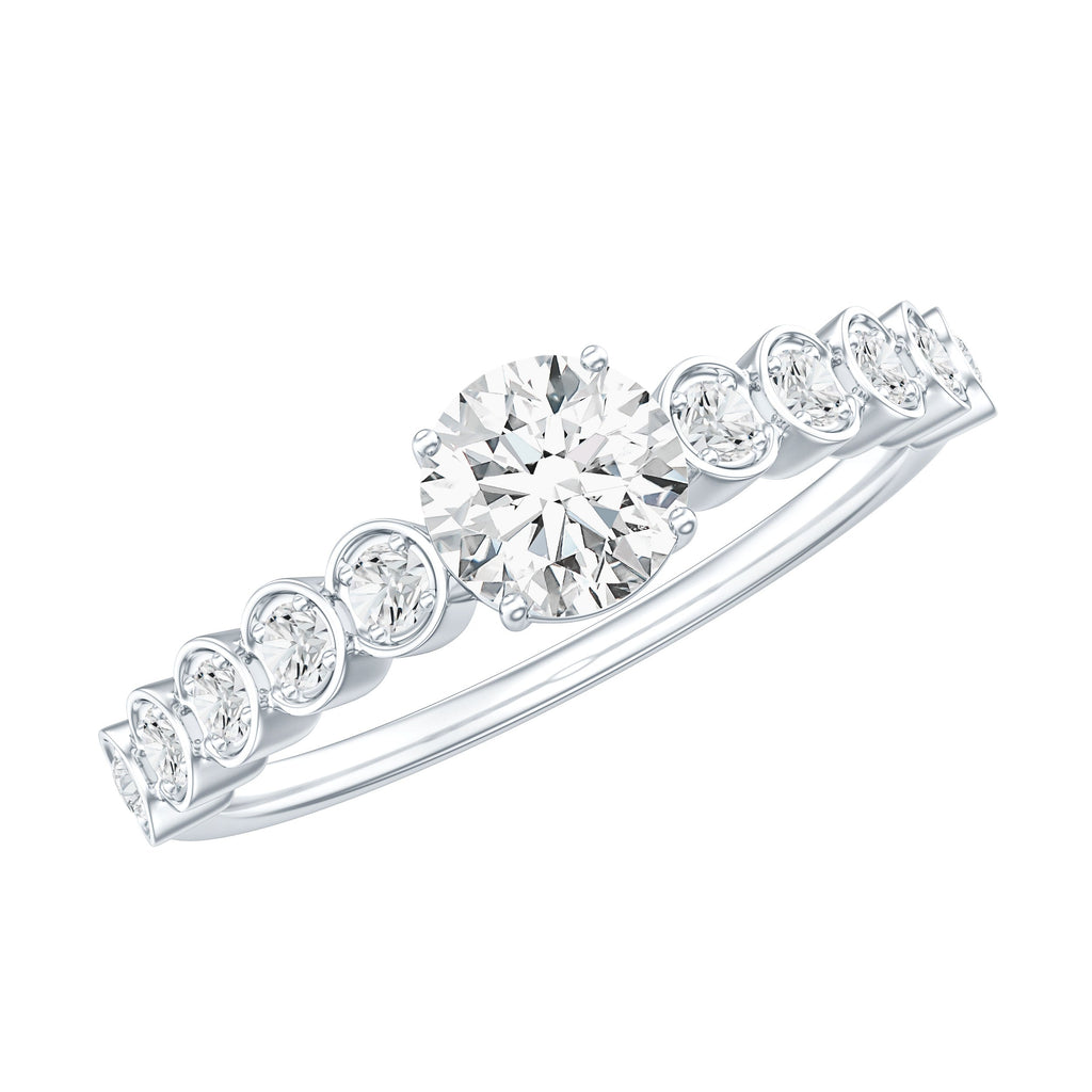 Certified 0.5 Carat Round Moissanite Engagement Ring with Side Stones