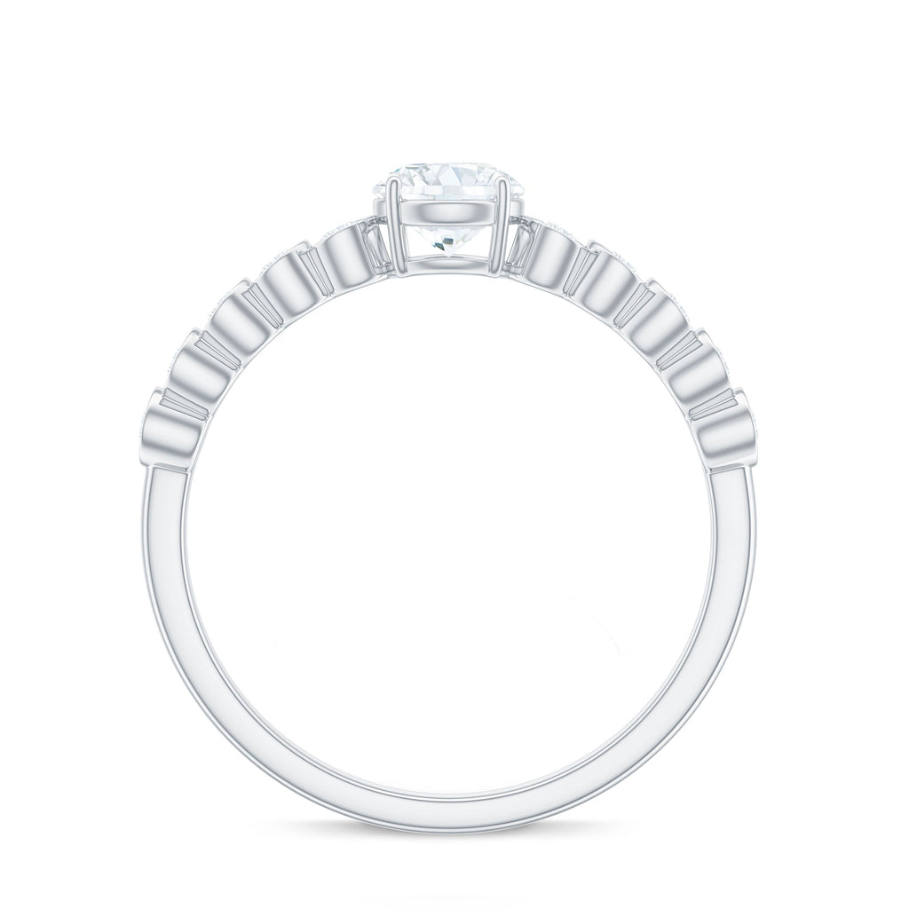 Certified 0.5 Carat Round Moissanite Engagement Ring with Side Stones