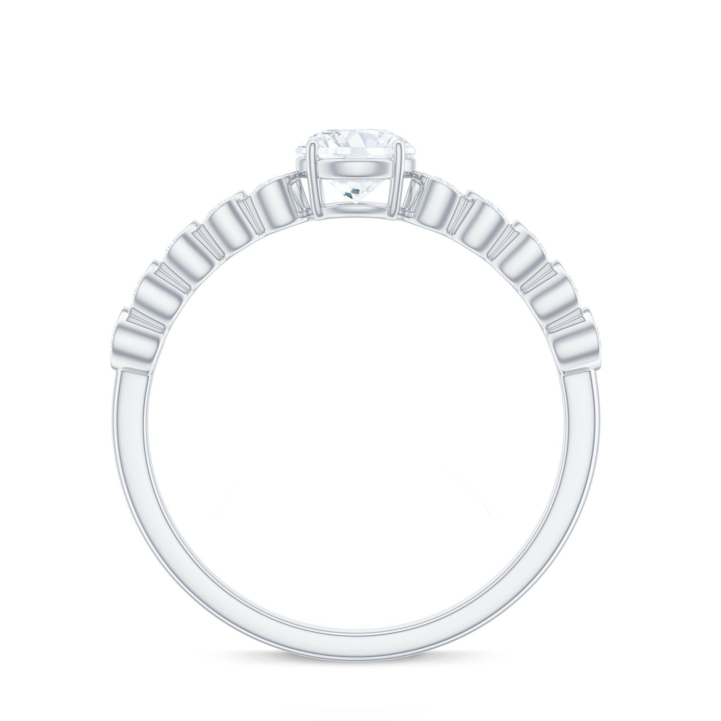 Certified 0.5 Carat Round Moissanite Engagement Ring with Side Stones