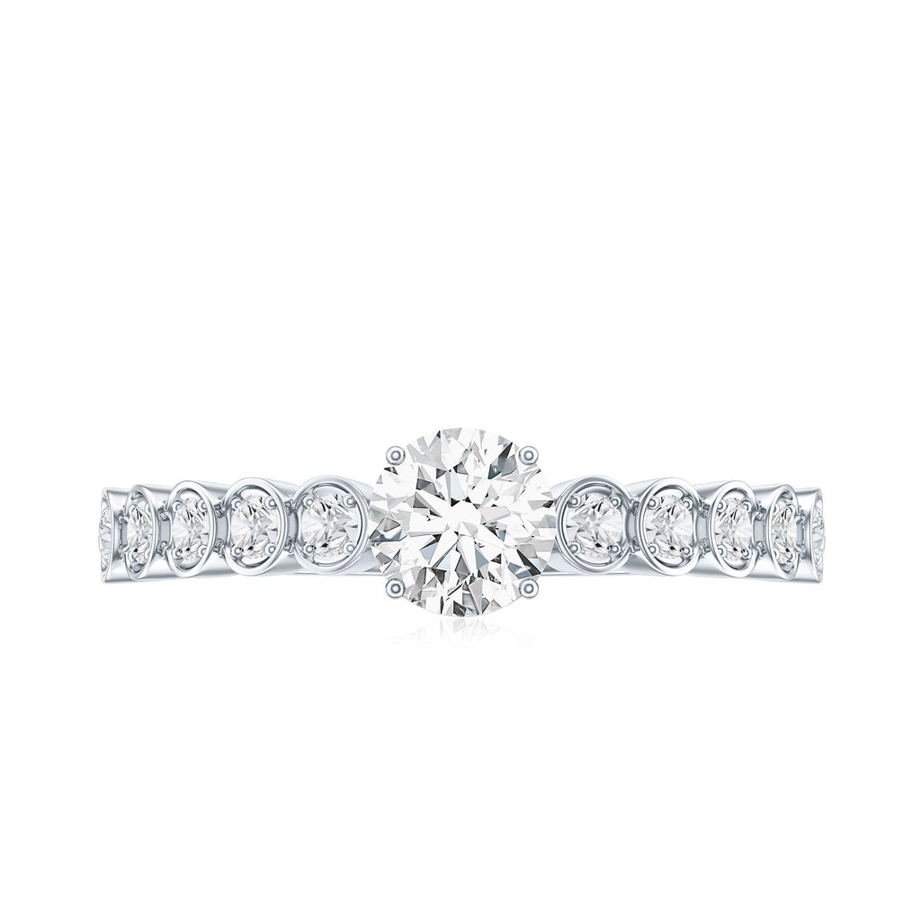 Certified 0.5 Carat Round Moissanite Engagement Ring with Side Stones