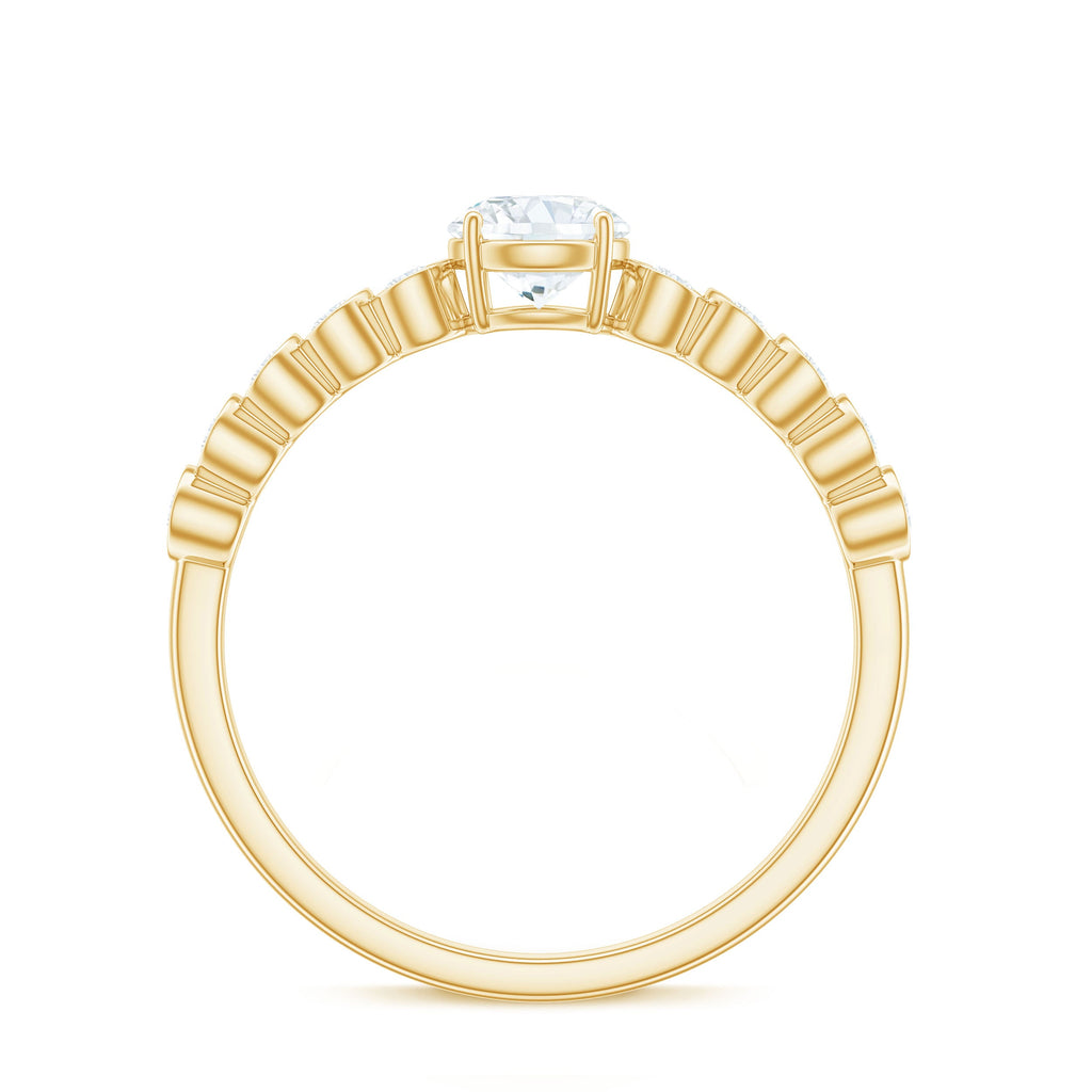 Certified 0.5 Carat Round Moissanite Engagement Ring with Side Stones