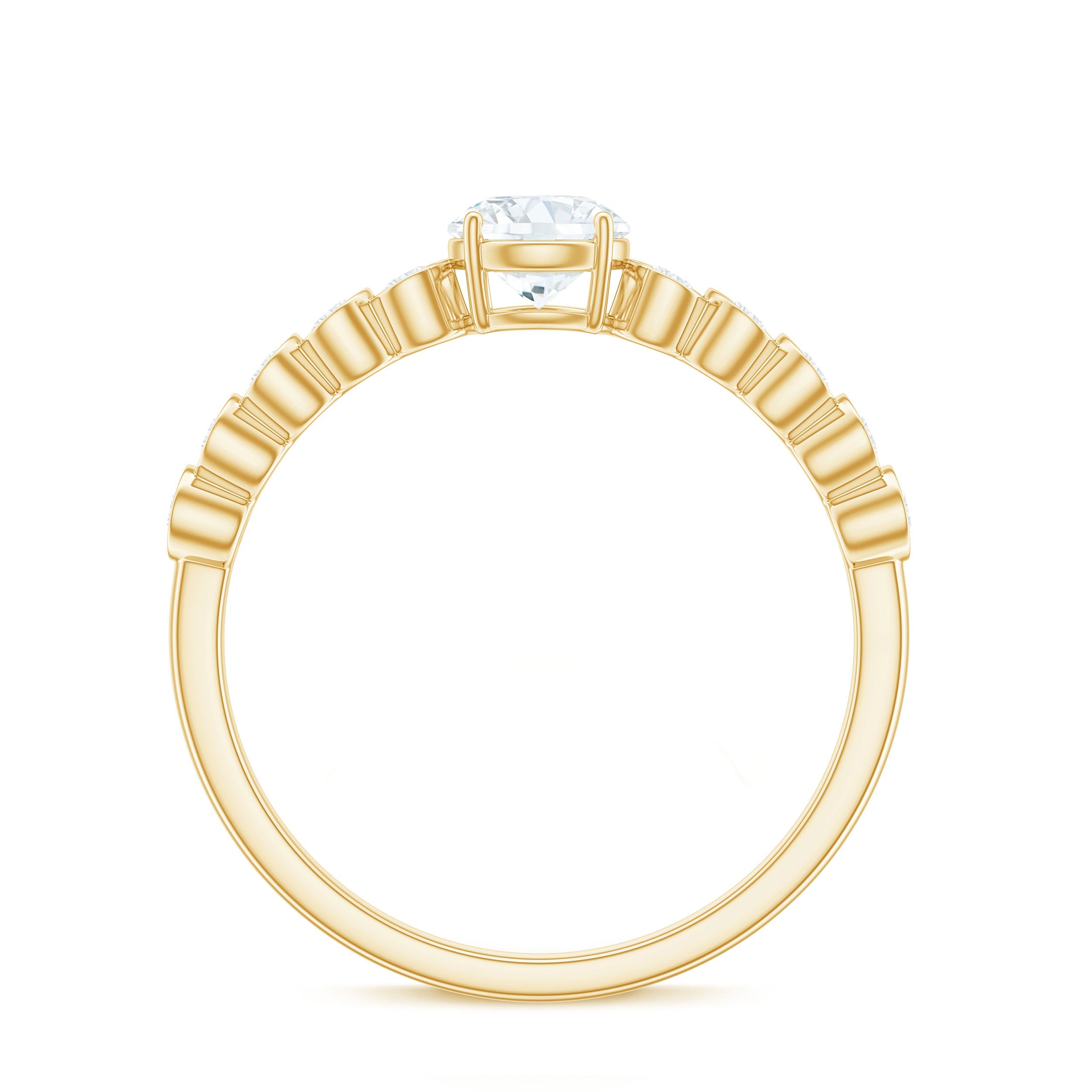 Certified 0.5 Carat Round Moissanite Engagement Ring with Side Stones