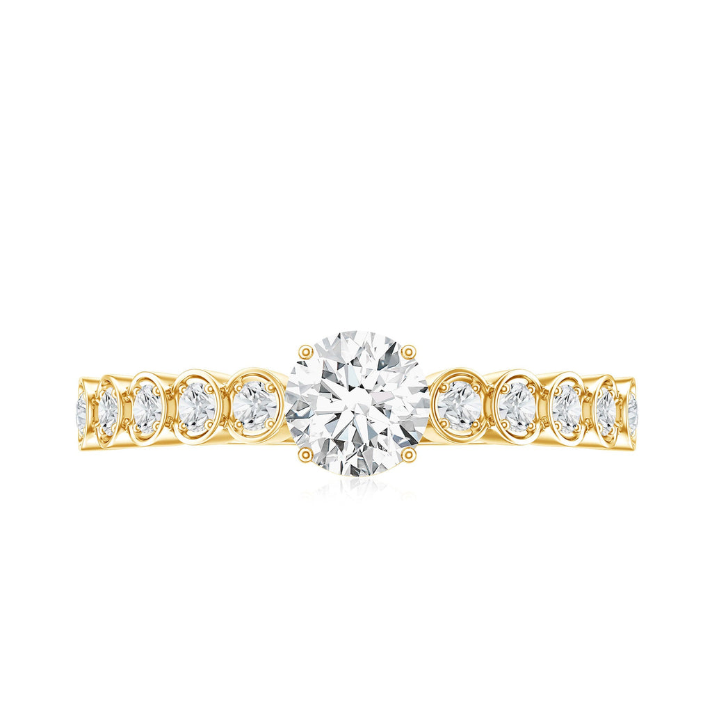 Certified 0.5 Carat Round Moissanite Engagement Ring with Side Stones