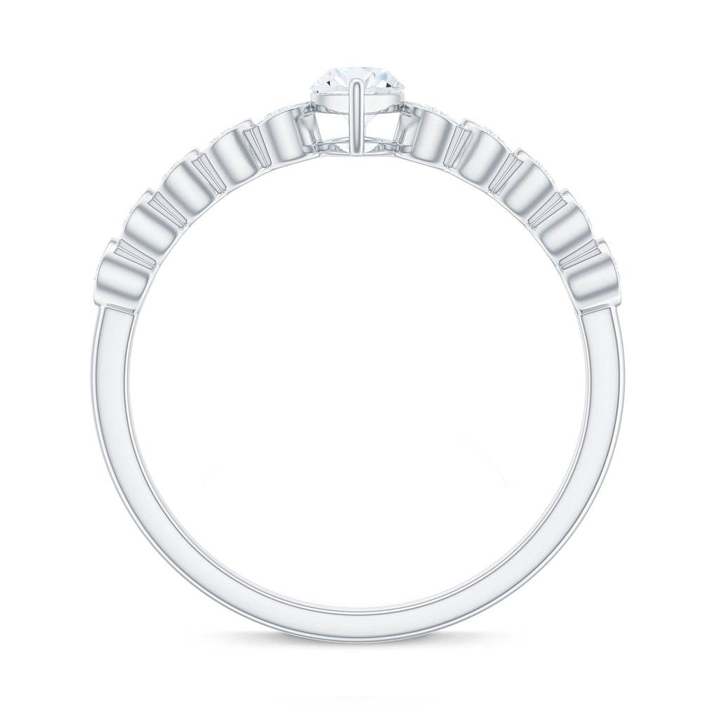 0.7 Carat Marquise Cut Moissanite Solitaire Engagement Ring with Side Stones