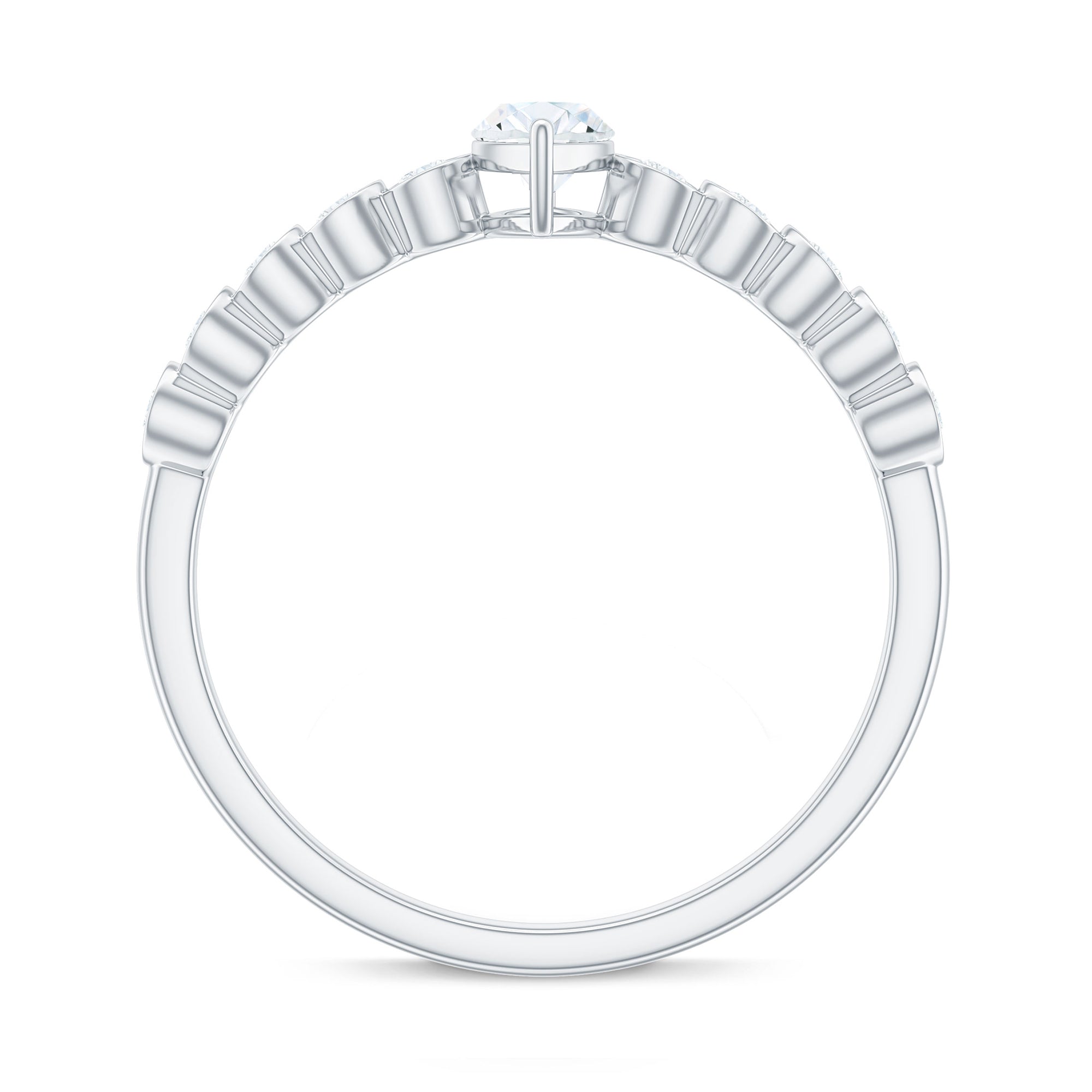 0.7 Carat Marquise Cut Moissanite Solitaire Engagement Ring with Side Stones
