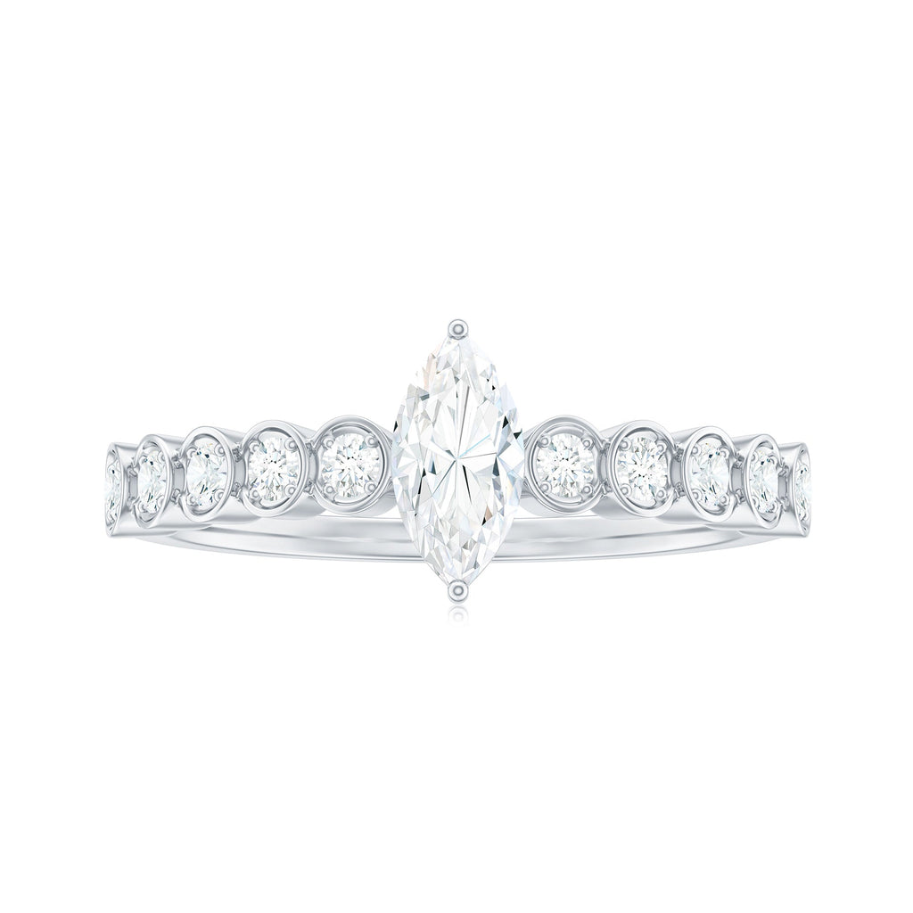0.7 Carat Marquise Cut Moissanite Solitaire Engagement Ring with Side Stones