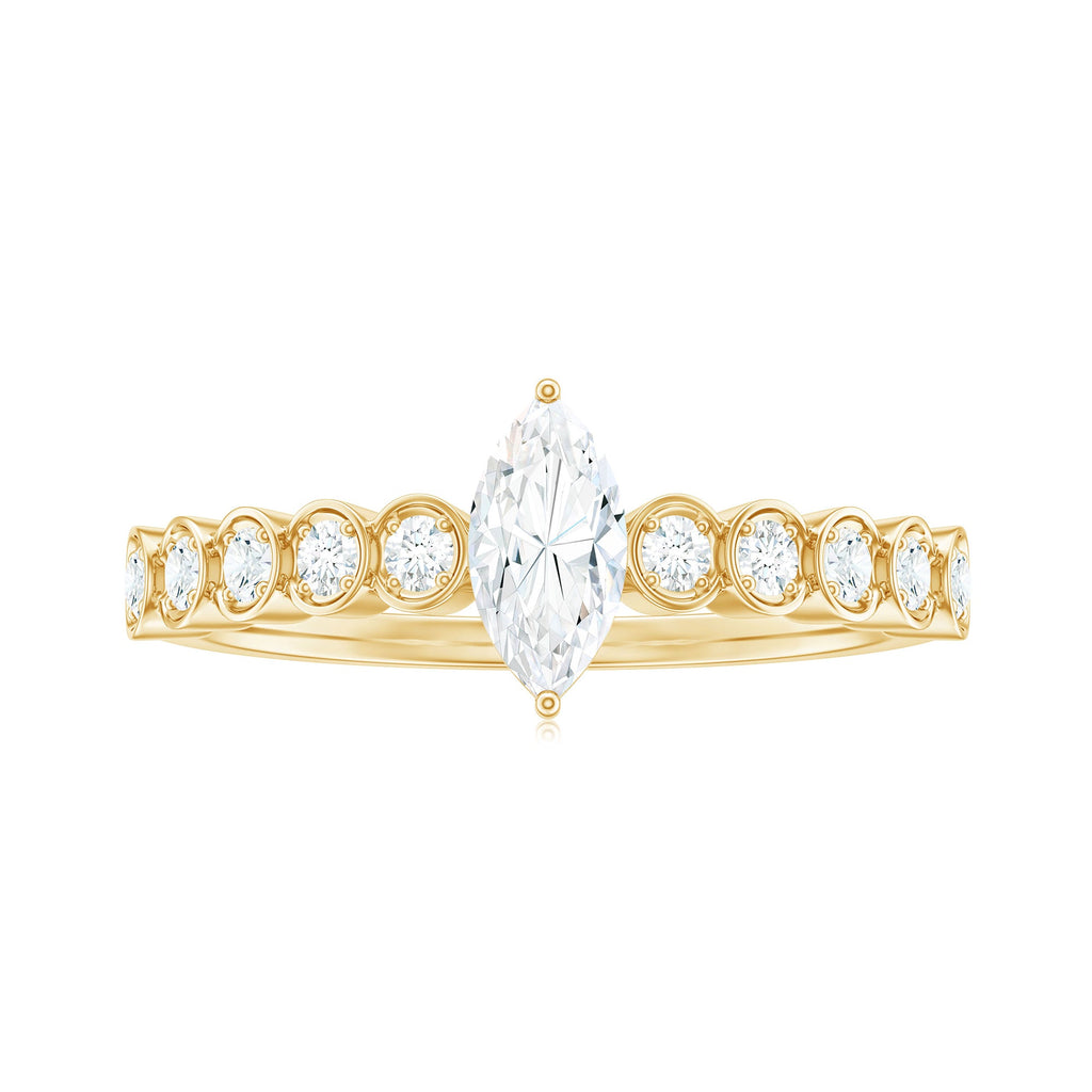 0.7 Carat Marquise Cut Moissanite Solitaire Engagement Ring with Side Stones