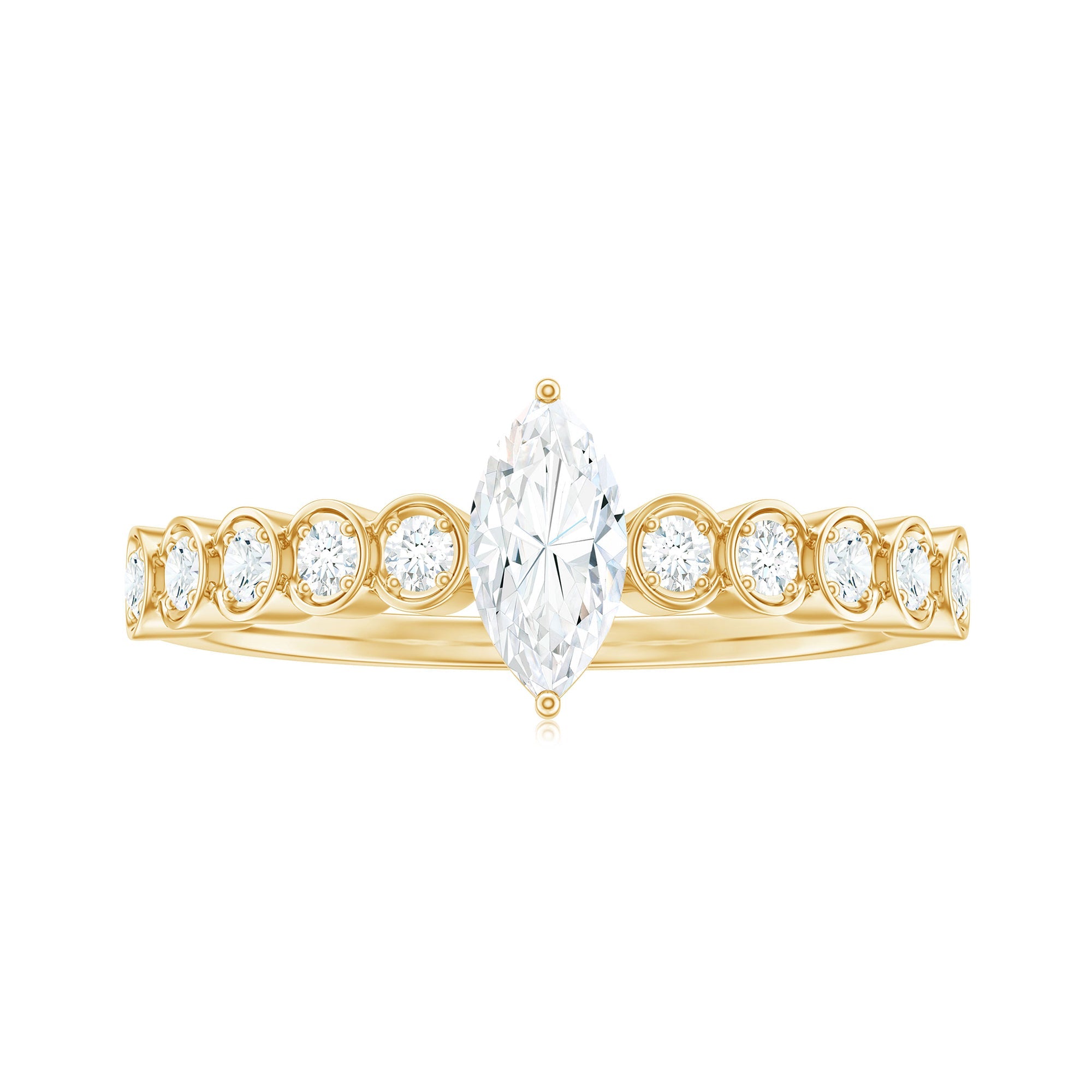 0.7 Carat Marquise Cut Moissanite Solitaire Engagement Ring with Side Stones