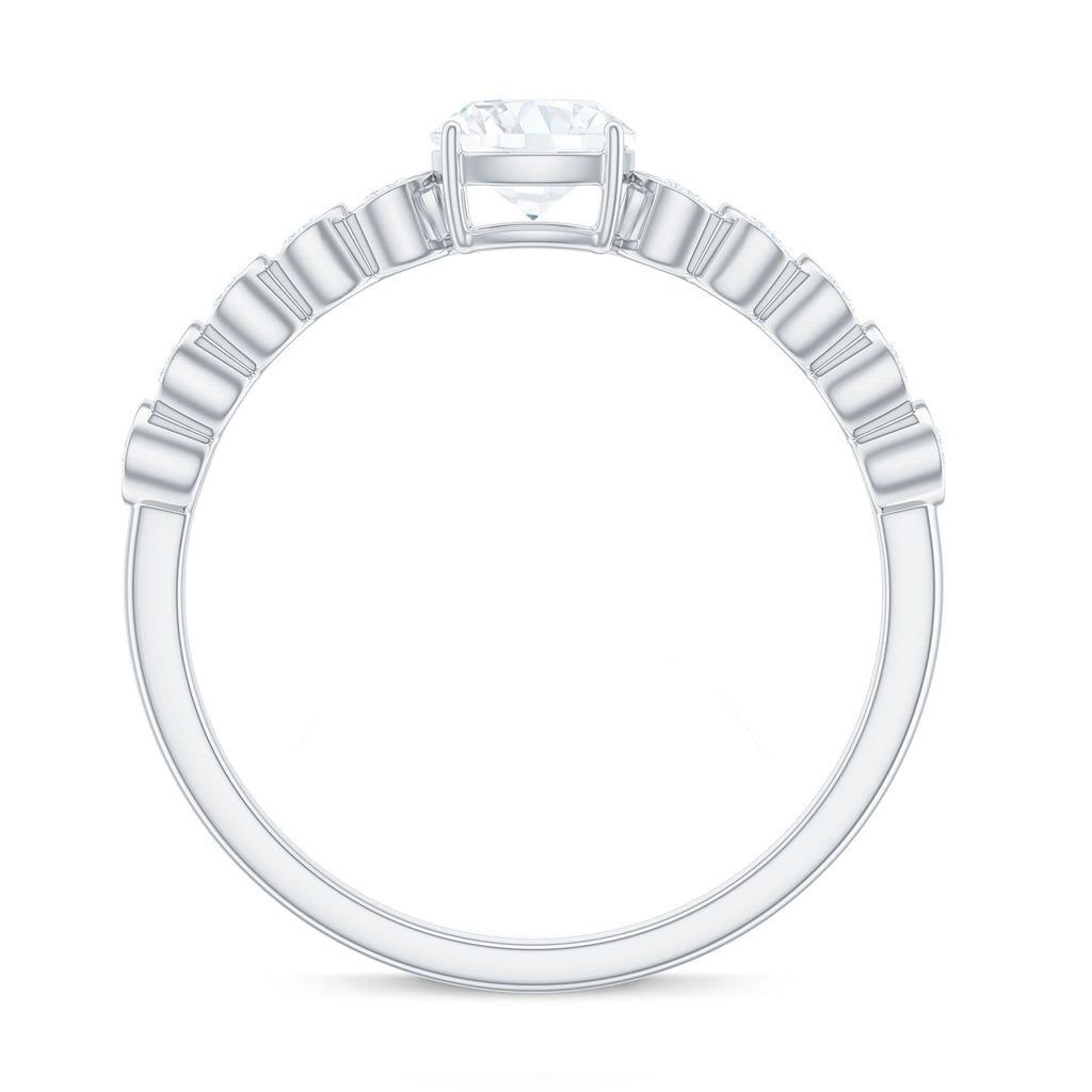 1.7 Carat Cushion Cut Moissanite Solitaire Engagement Ring with Side Stones