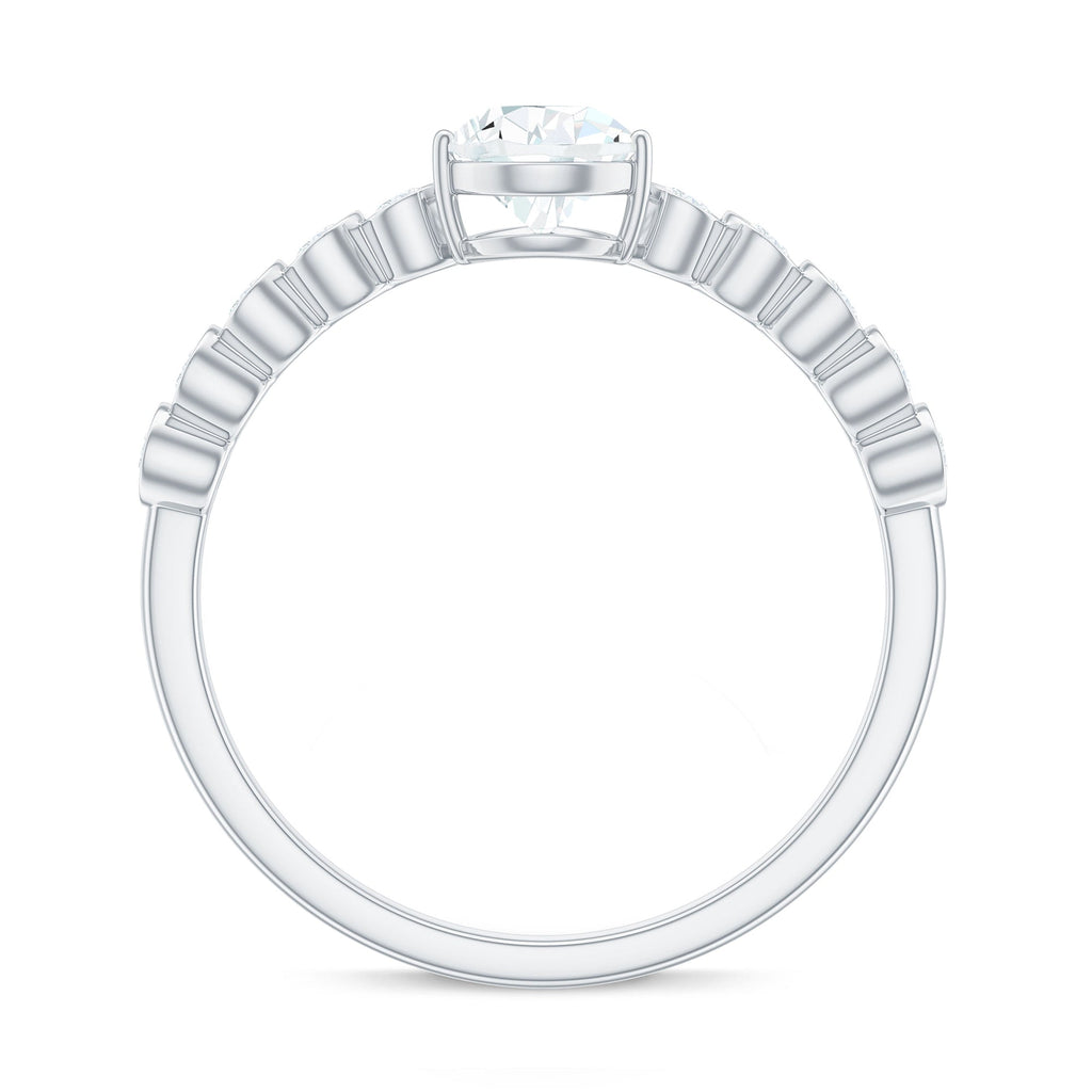 0.7 Carat Pear Cut Moissanite Teardrop Engagement Ring with Side Stones