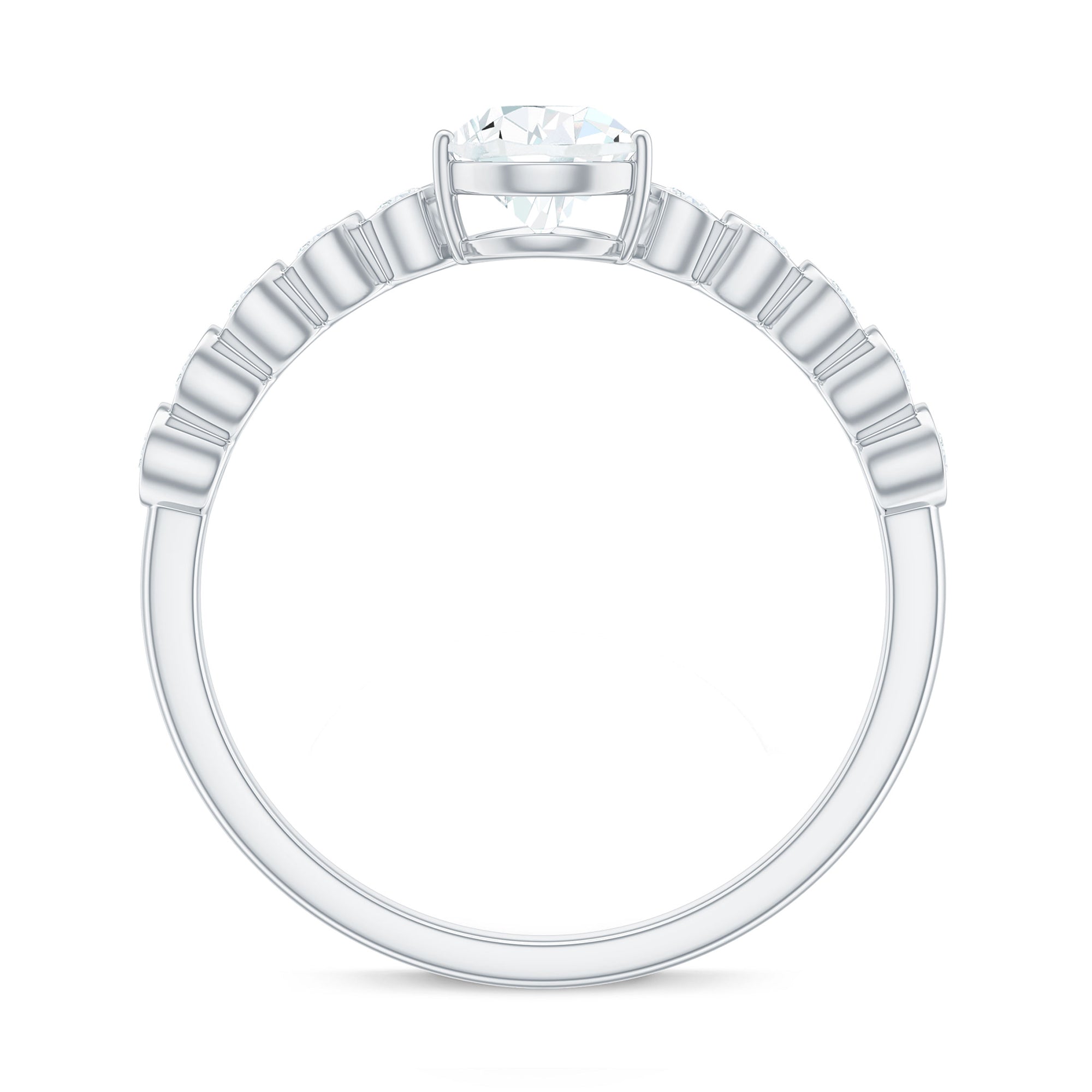 0.7 Carat Pear Cut Moissanite Teardrop Engagement Ring with Side Stones