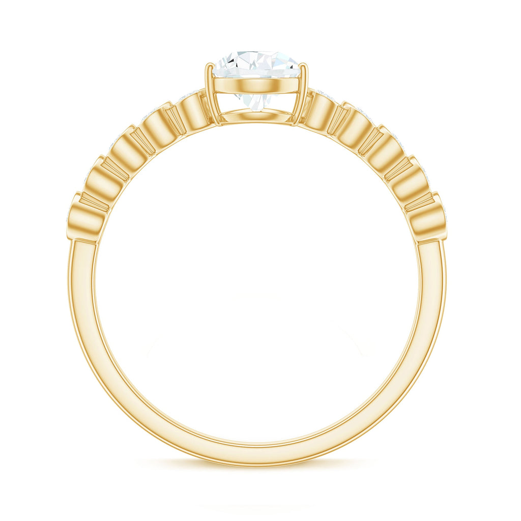 0.7 Carat Pear Cut Moissanite Teardrop Engagement Ring with Side Stones