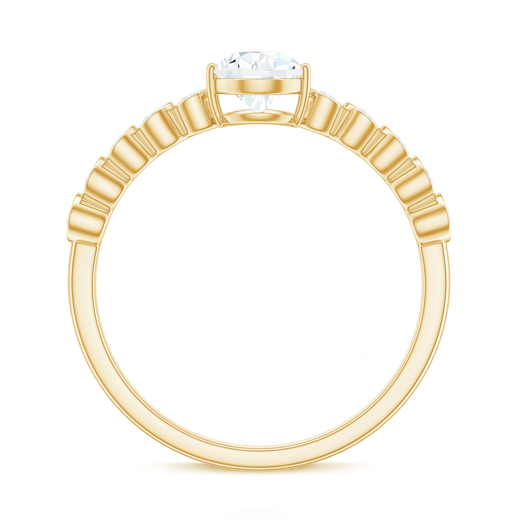 0.7 Carat Pear Cut Moissanite Teardrop Engagement Ring with Side Stones