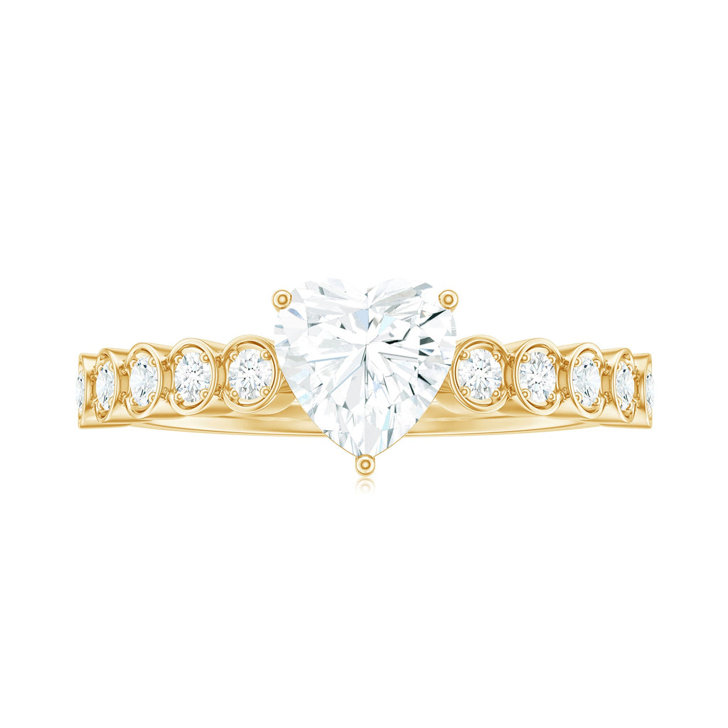 1.5 Carat Heart Shape Certified Moissanite Solitaire Engagement Ring