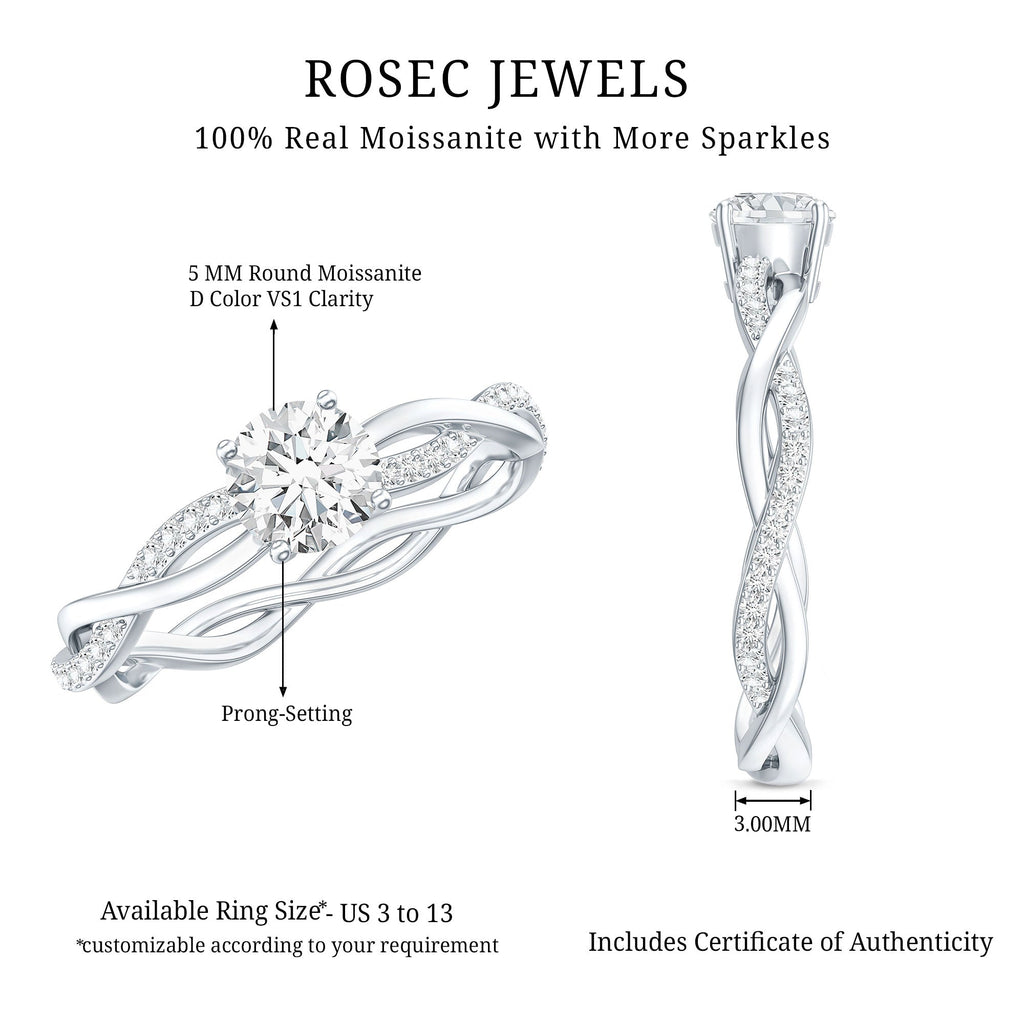 Round Cut Moissanite Braided Engagement Ring