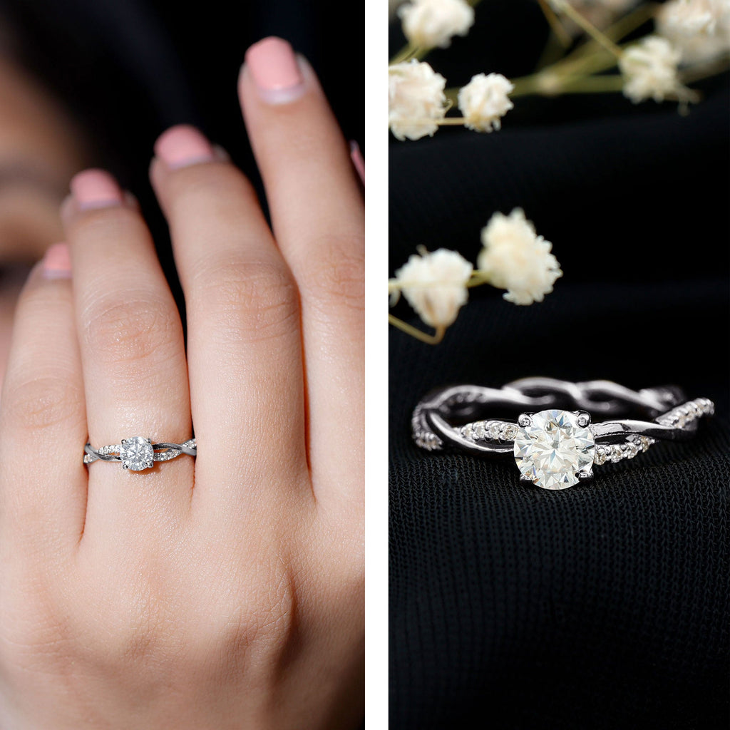 Round Cut Moissanite Braided Engagement Ring