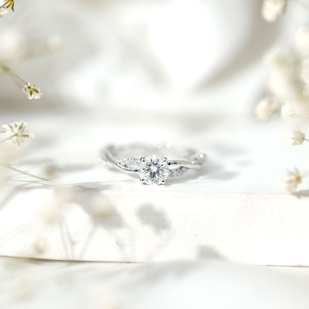 Round Cut Moissanite Braided Engagement Ring