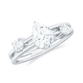 Pear Cut Moissanite Engagement Ring with Double Band