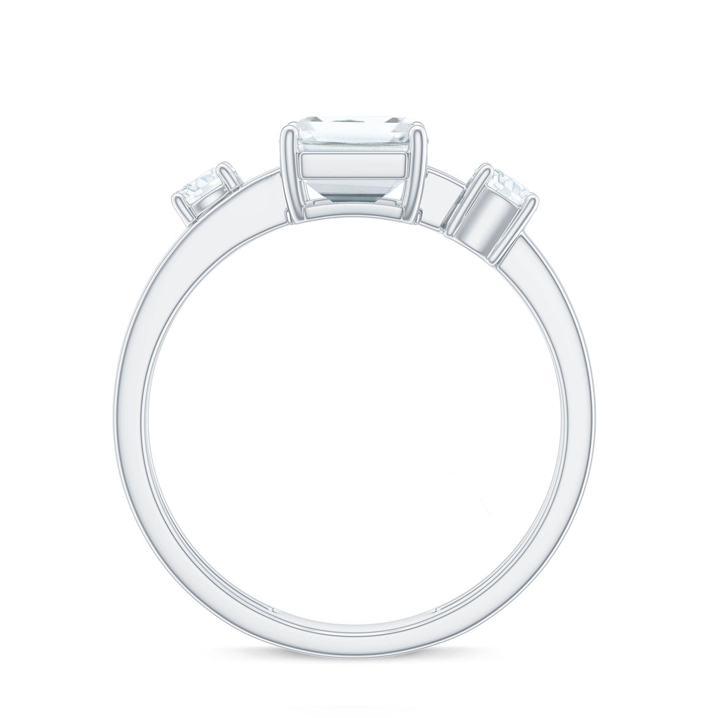 1.8 Carat Emerald Cut Moissanite Solitaire Double Band Engagement Ring