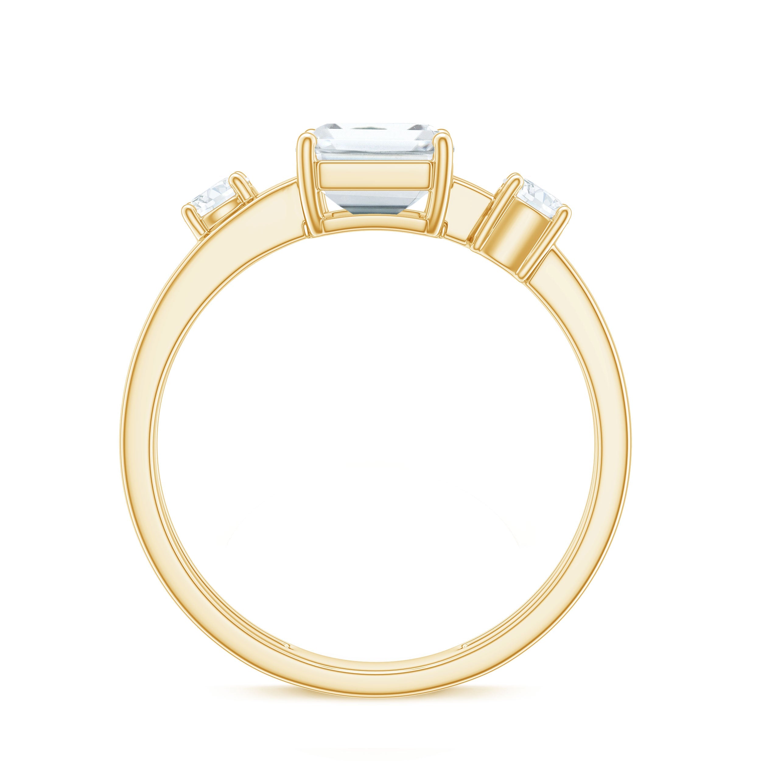 1.8 Carat Emerald Cut Moissanite Solitaire Double Band Engagement Ring