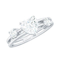1.5 Carat Heart Shape Moissanite Solitaire Double Band Engagement Ring