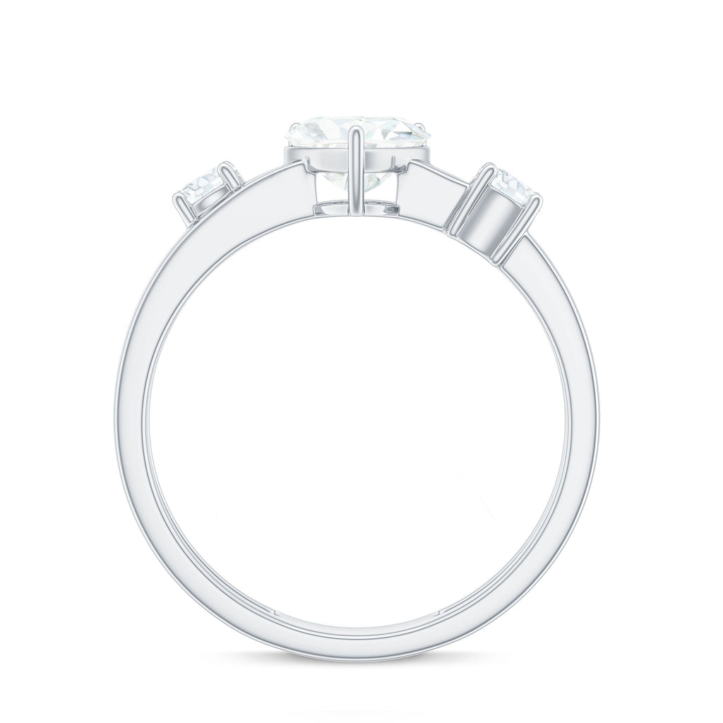 1.5 Carat Heart Shape Moissanite Solitaire Double Band Engagement Ring
