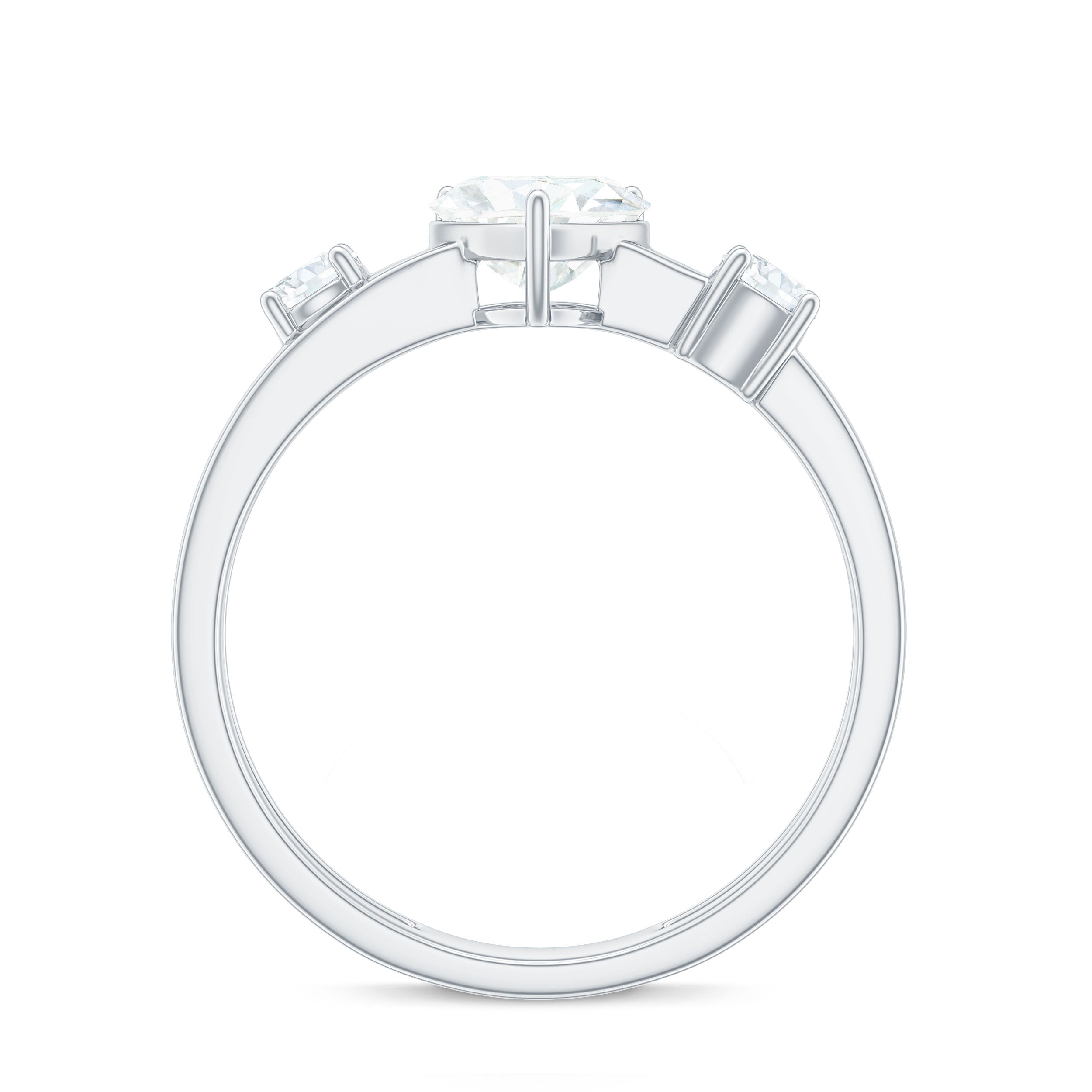 1.5 Carat Heart Shape Moissanite Solitaire Double Band Engagement Ring