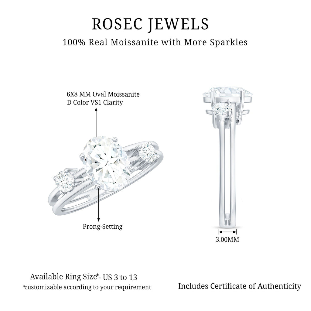 1.2 Carat Oval Cut Certified Moissanite Solitaire Engagement Ring