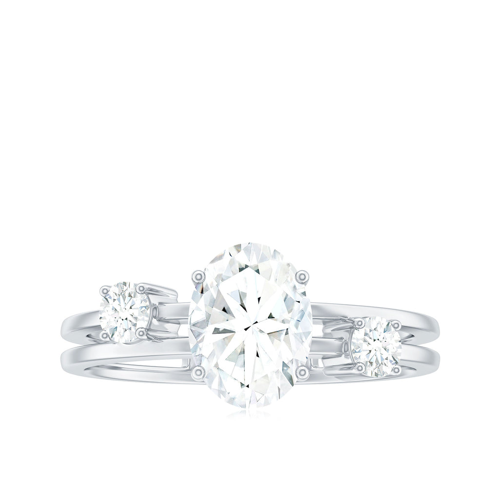 1.2 Carat Oval Cut Certified Moissanite Solitaire Engagement Ring
