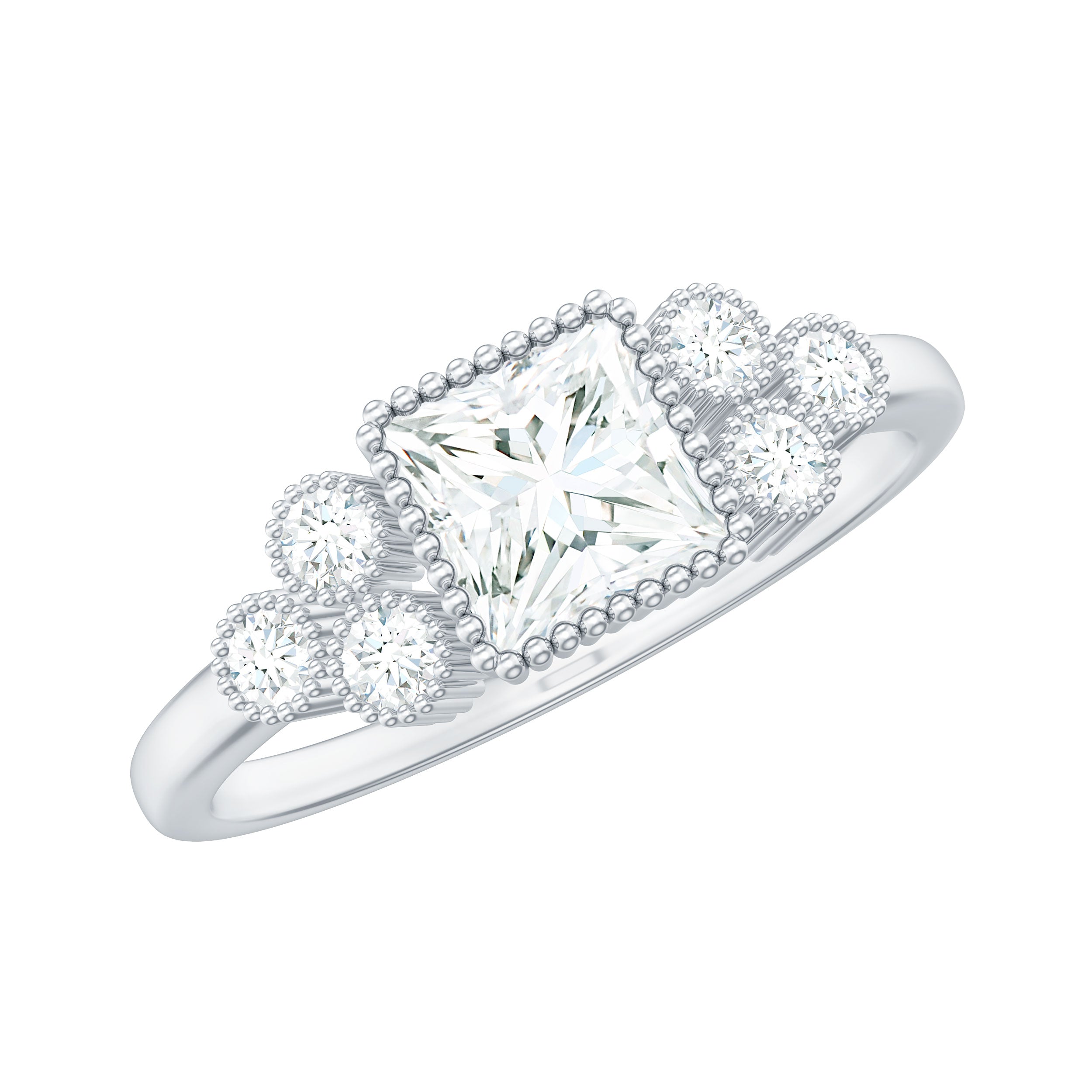 0.7 Carat Princess Cut Moissanite Classic Solitaire Engagement Ring