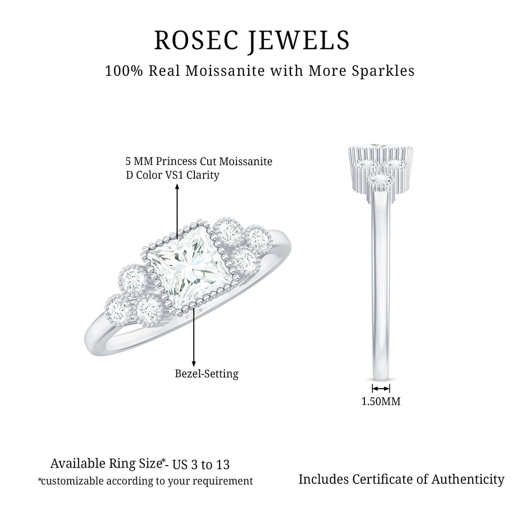 0.7 Carat Princess Cut Moissanite Classic Solitaire Engagement Ring