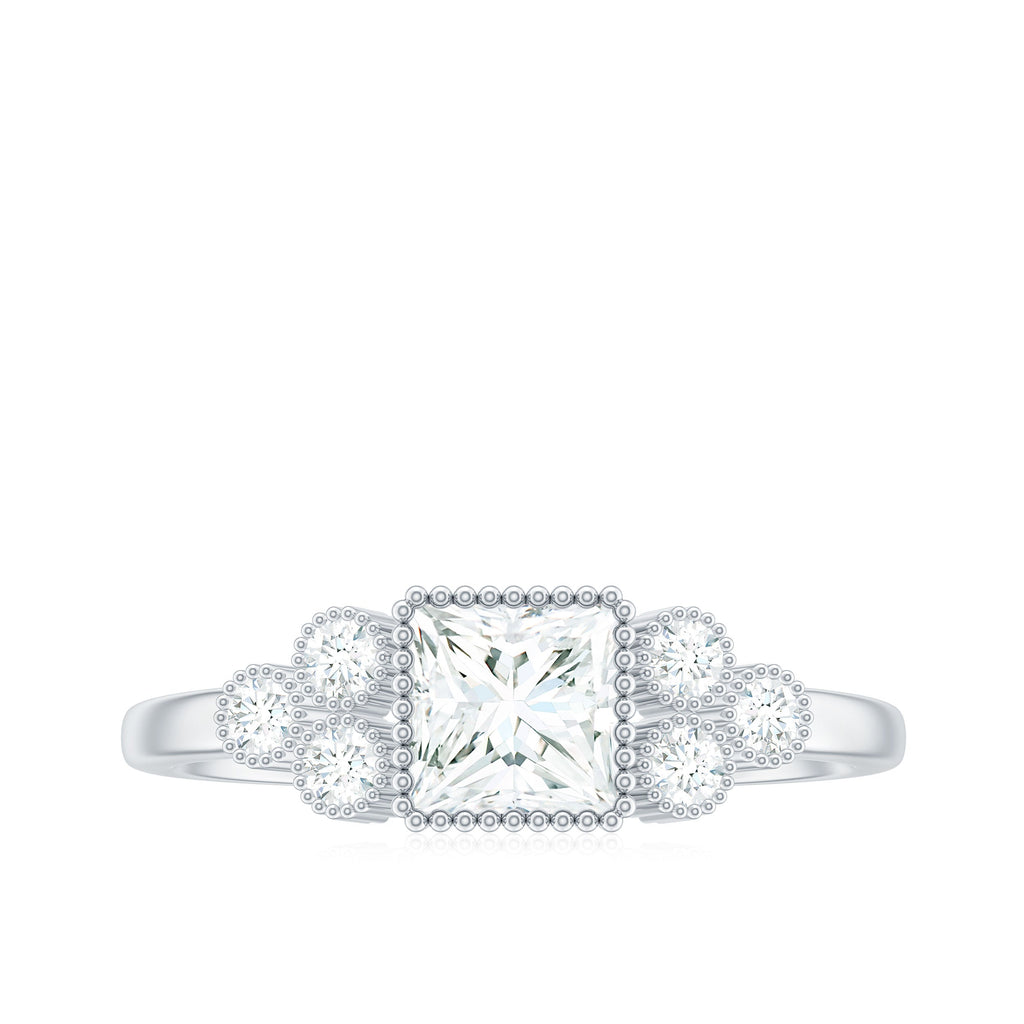 0.7 Carat Princess Cut Moissanite Classic Solitaire Engagement Ring