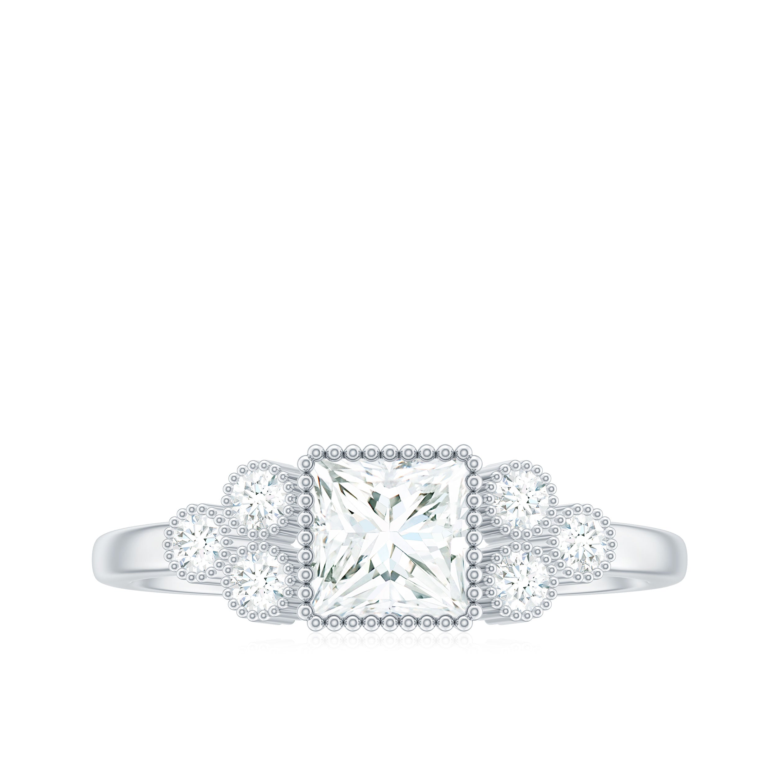 0.7 Carat Princess Cut Moissanite Classic Solitaire Engagement Ring