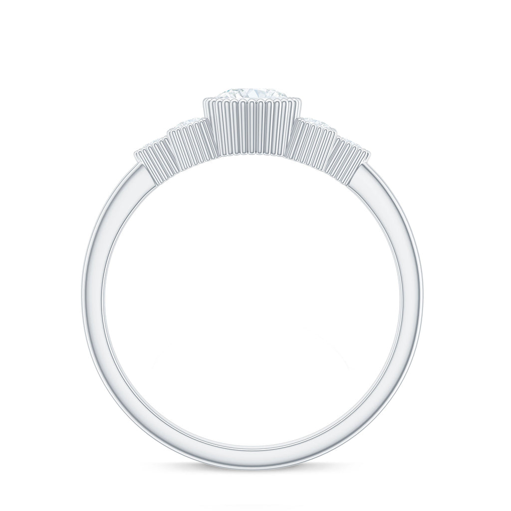 Moissanite Classic Engagement Ring with Beaded Details