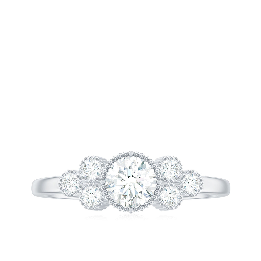 Moissanite Classic Engagement Ring with Beaded Details